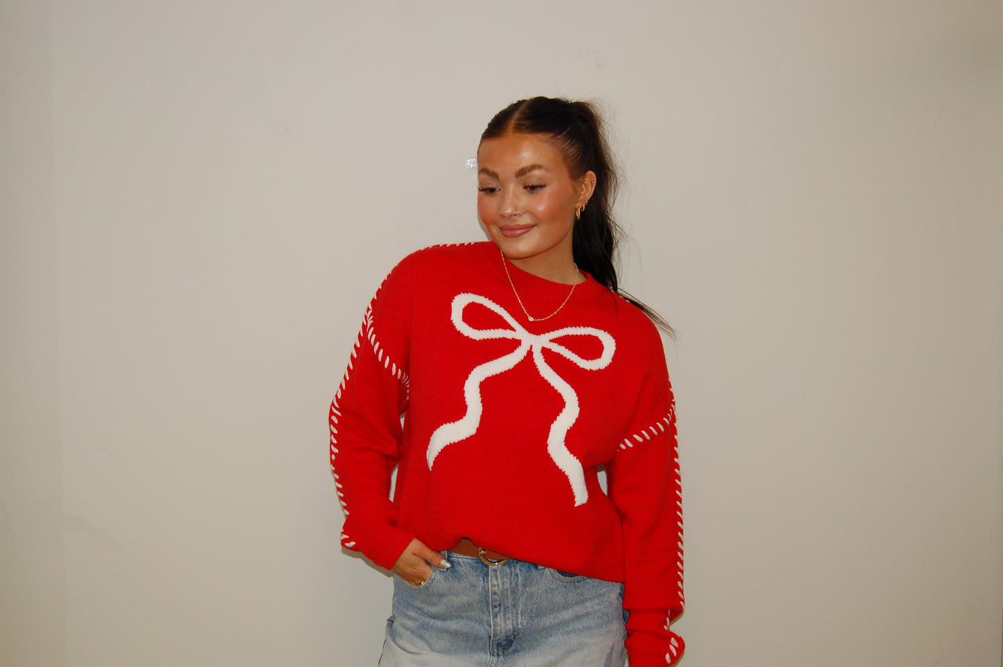 Crimson Bow Sweater