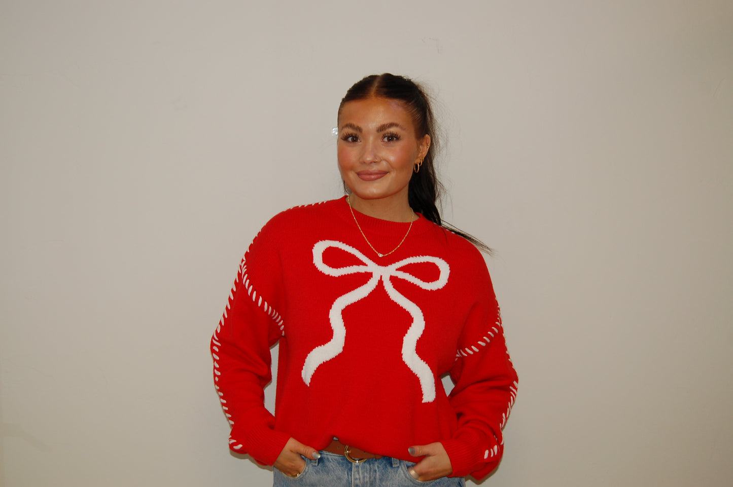 Crimson Bow Sweater