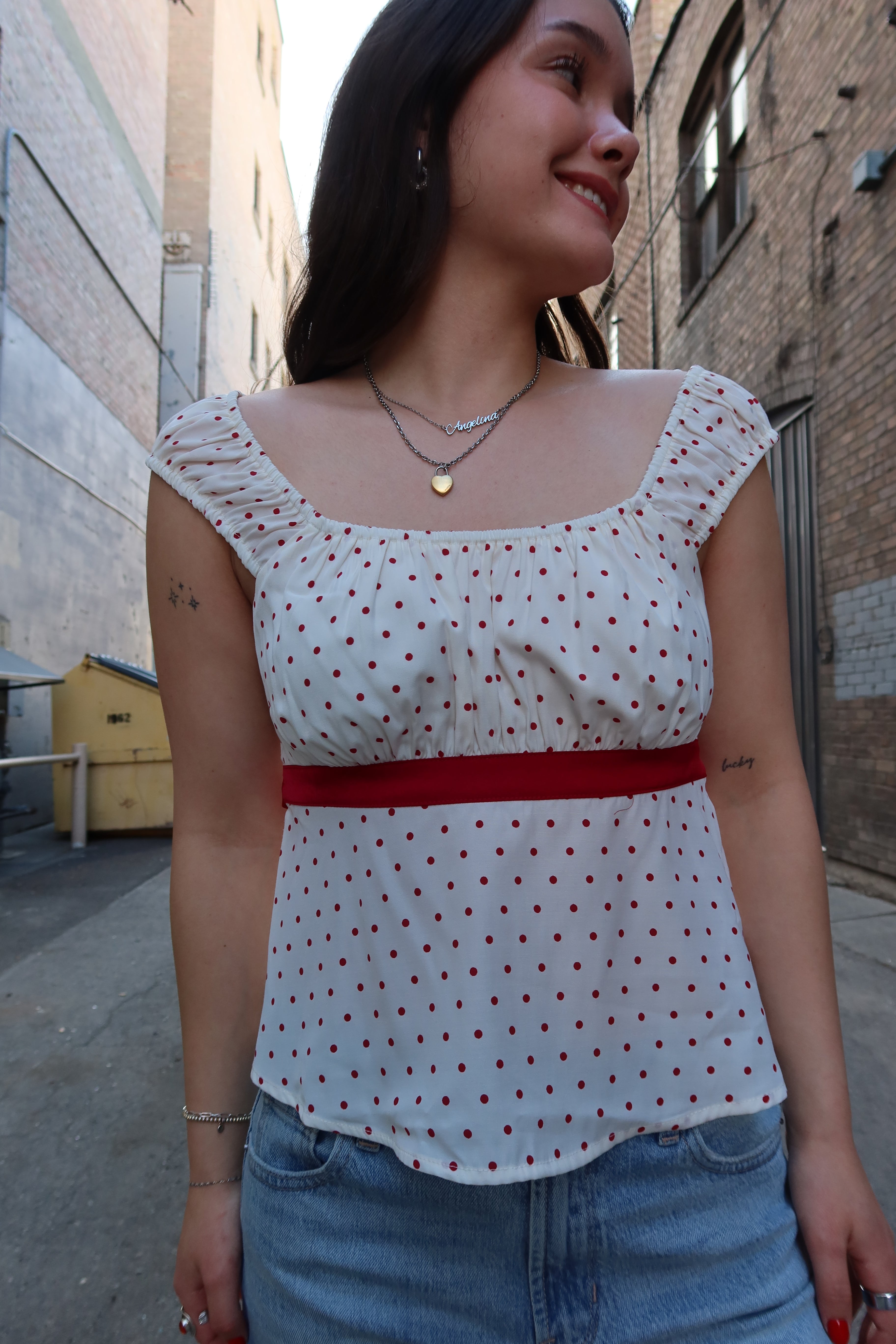 Red Polka Dop Top