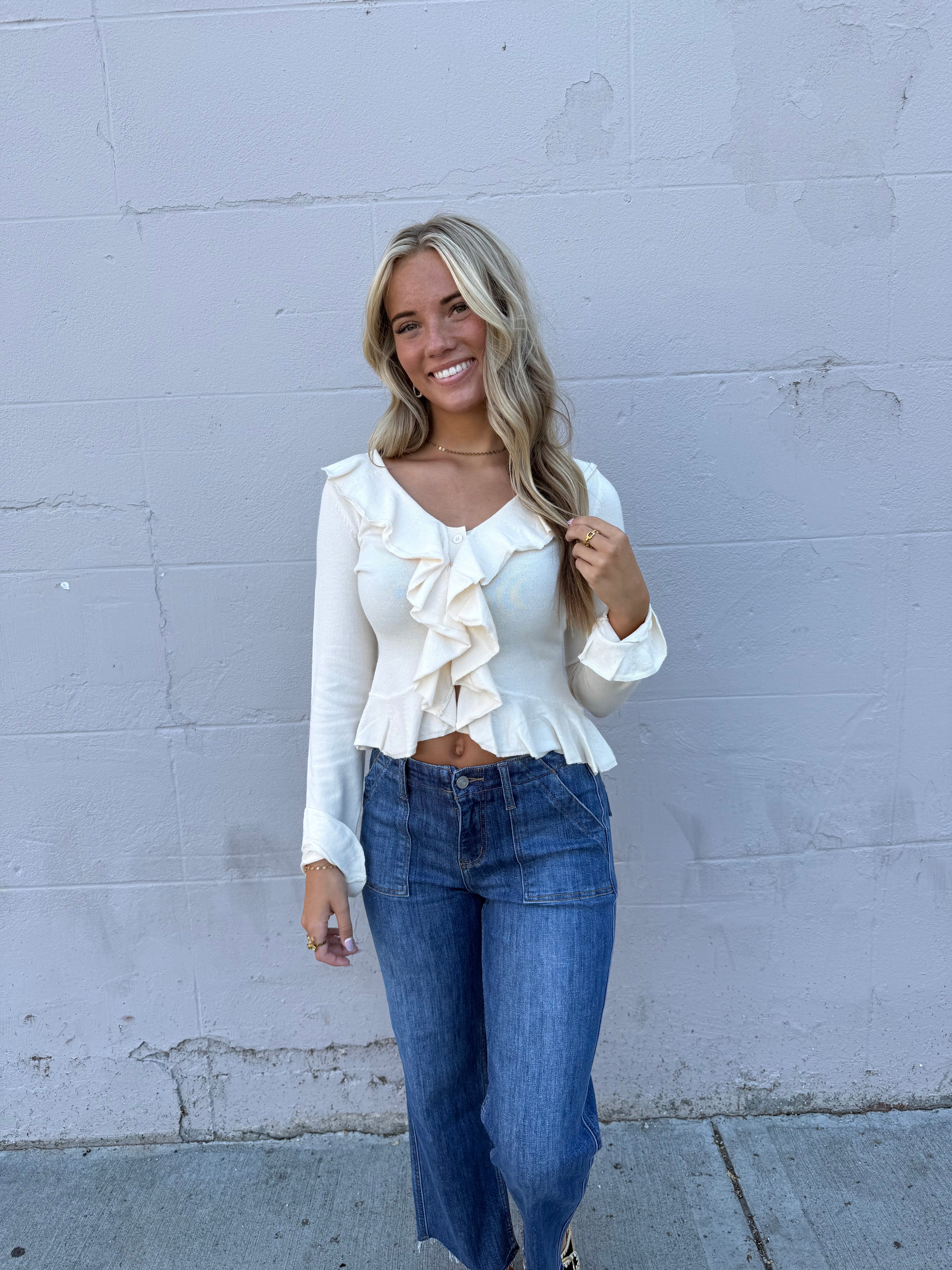 Vanilla Ruffle Charm Blouse