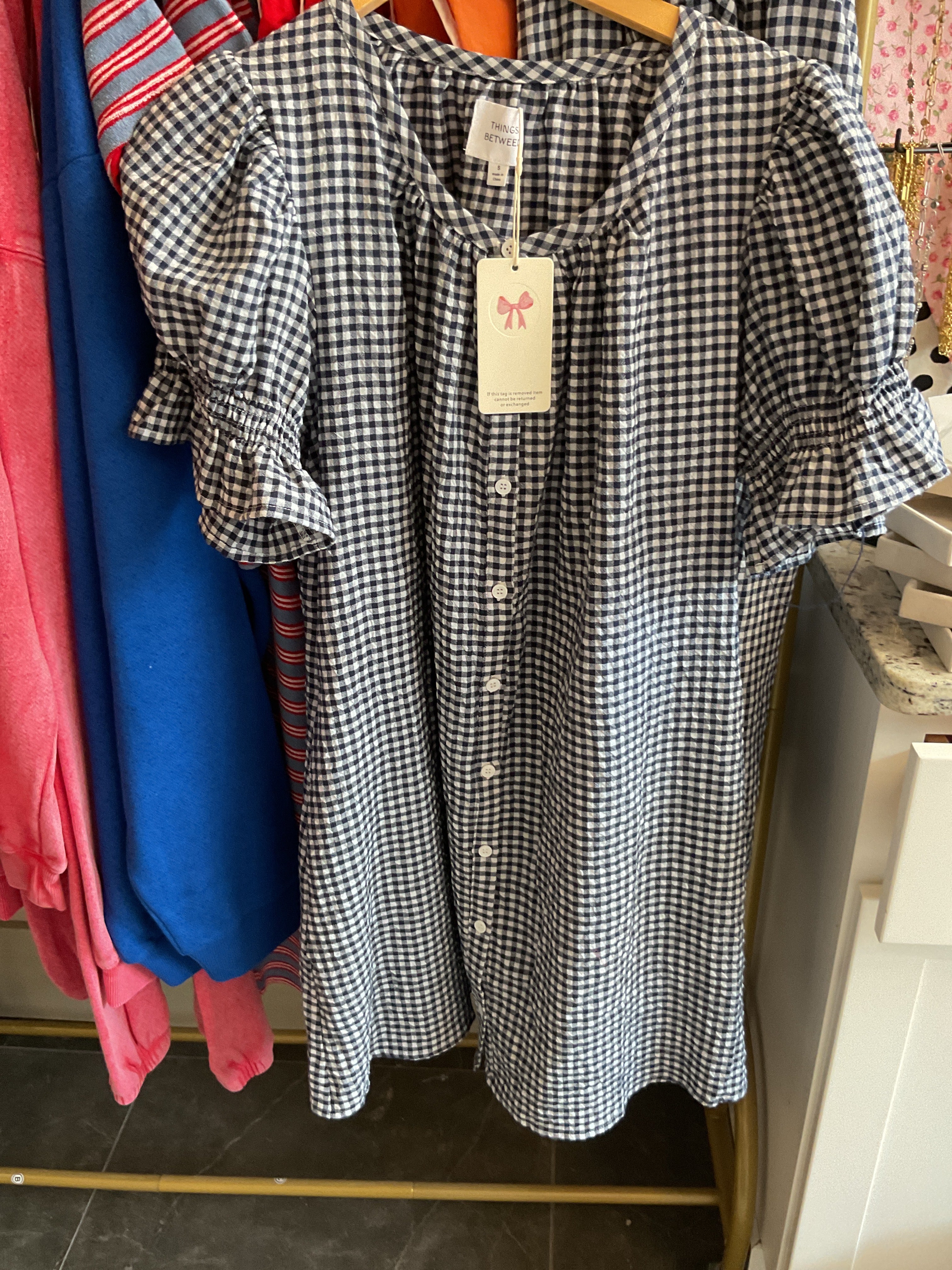Blue gingham dress