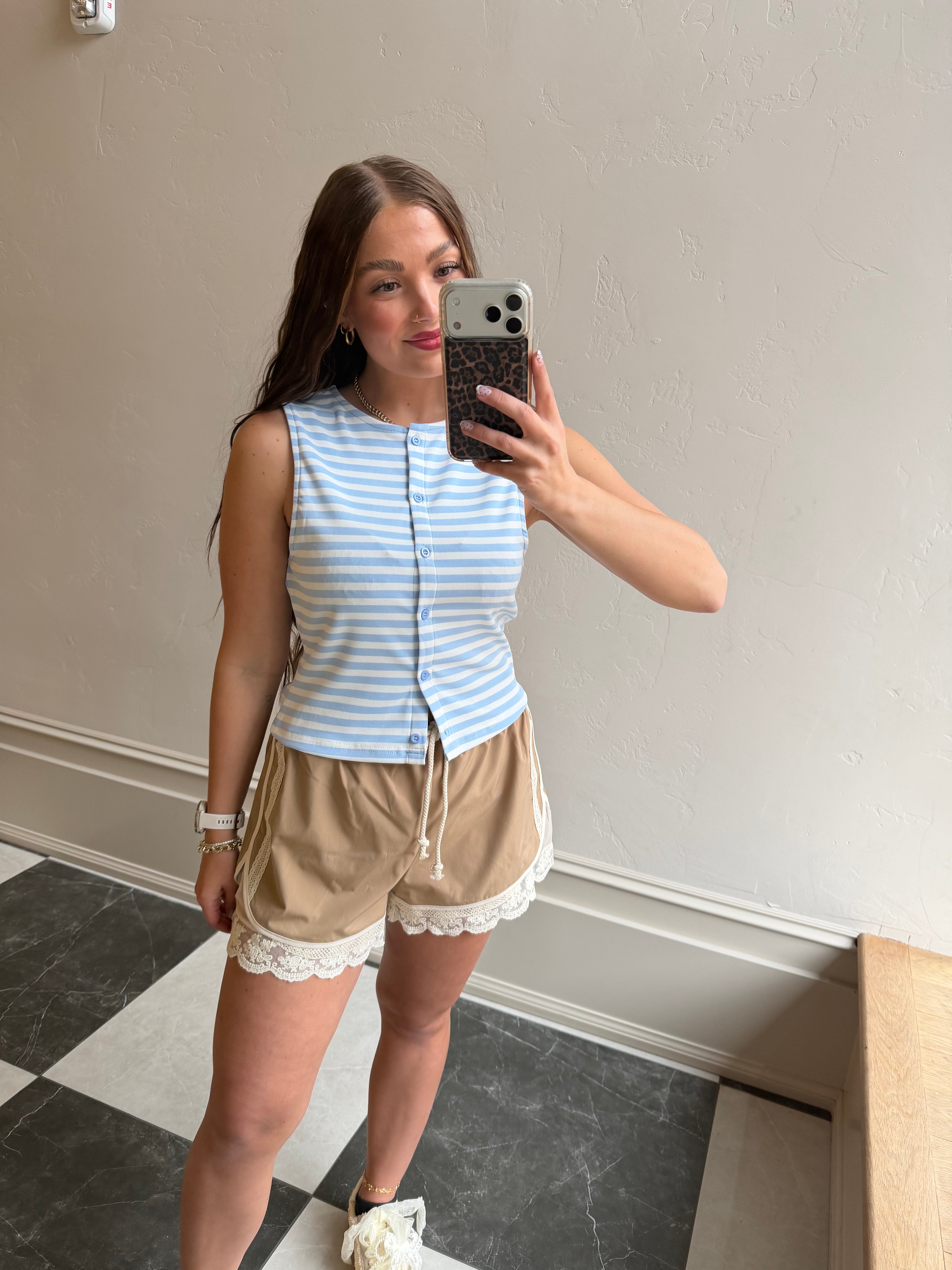Coastal Stripe Button Tank