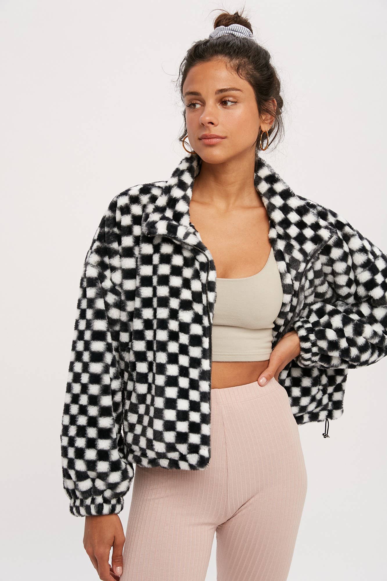 CHECKER TEDDY FALL JACKET