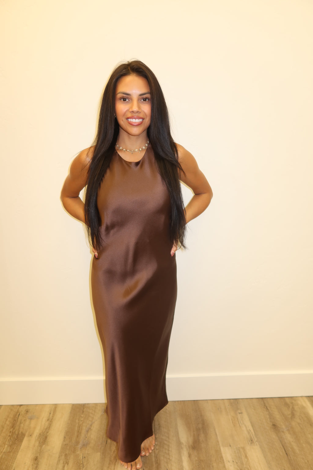 Chocolate satin dress