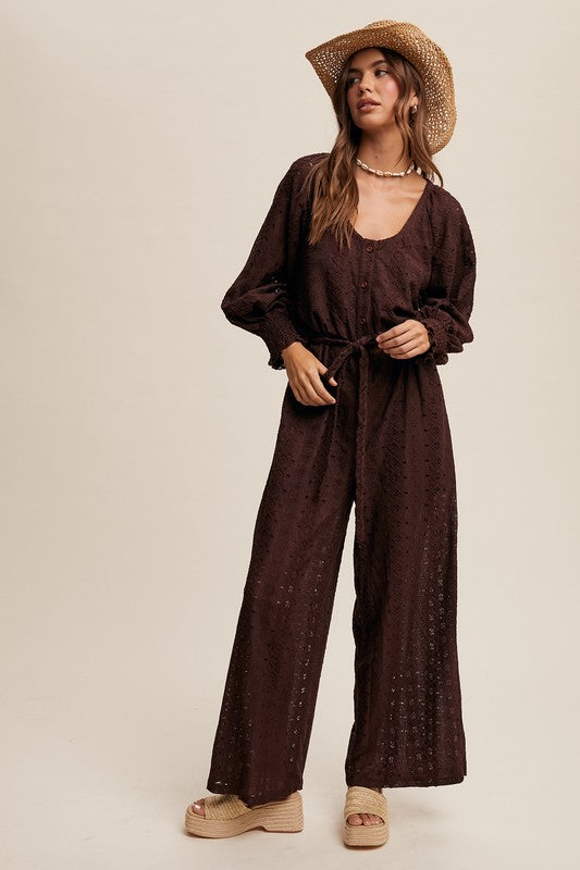 Brown Lace Jumpsuit