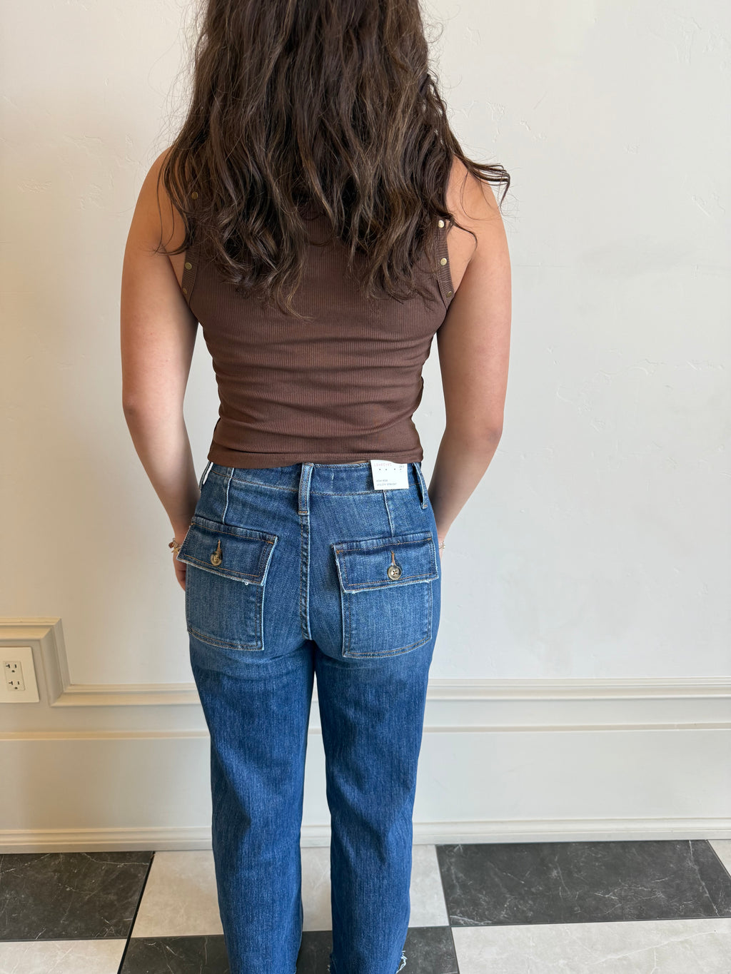 High Rise Utility Straight Jeans