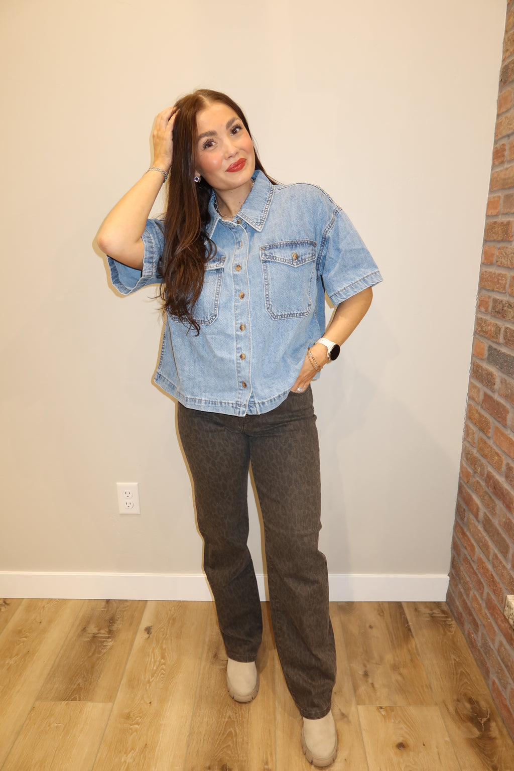 Ella Cheetah Straight Leg Jean