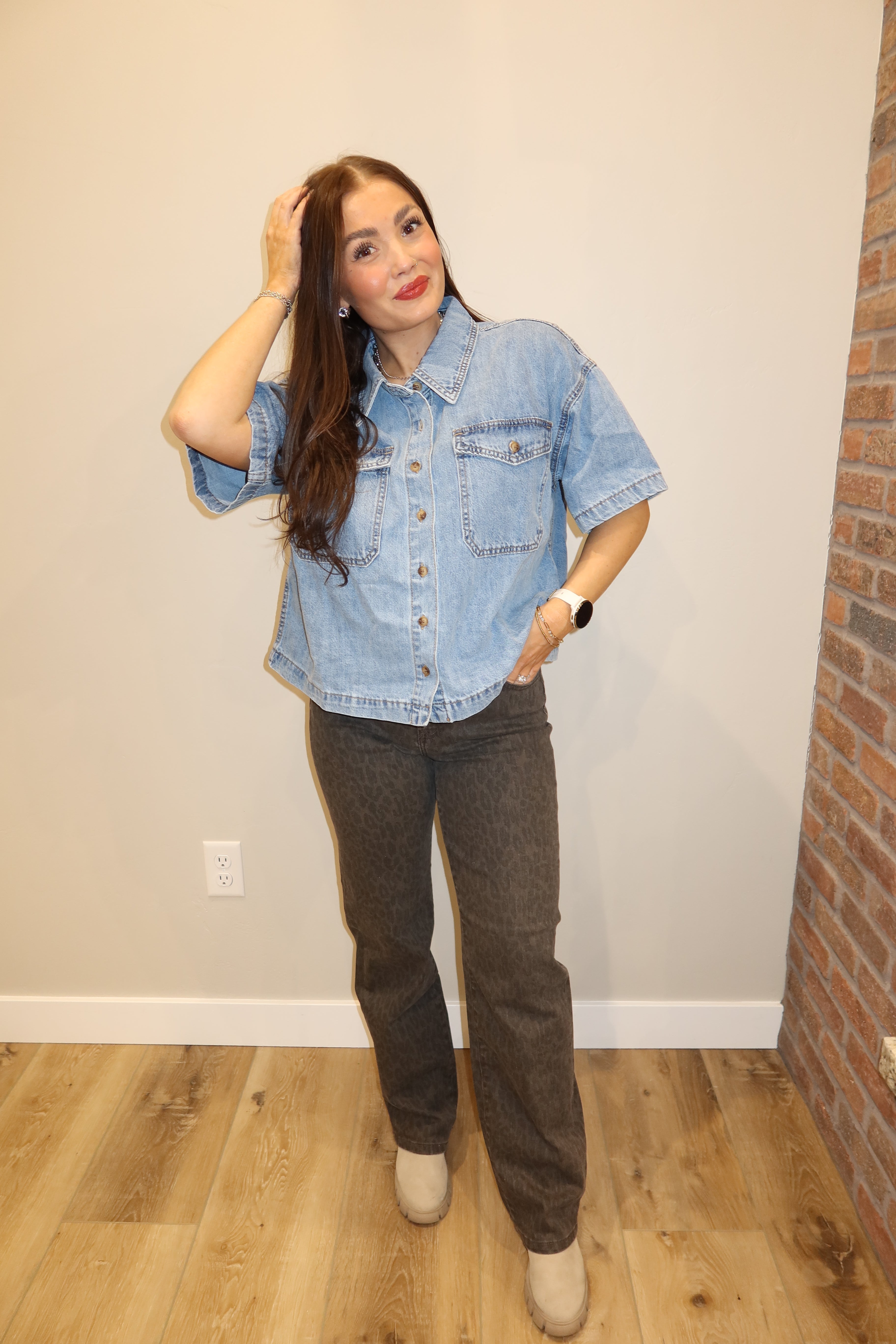 Ella Cheetah Straight Leg Jean