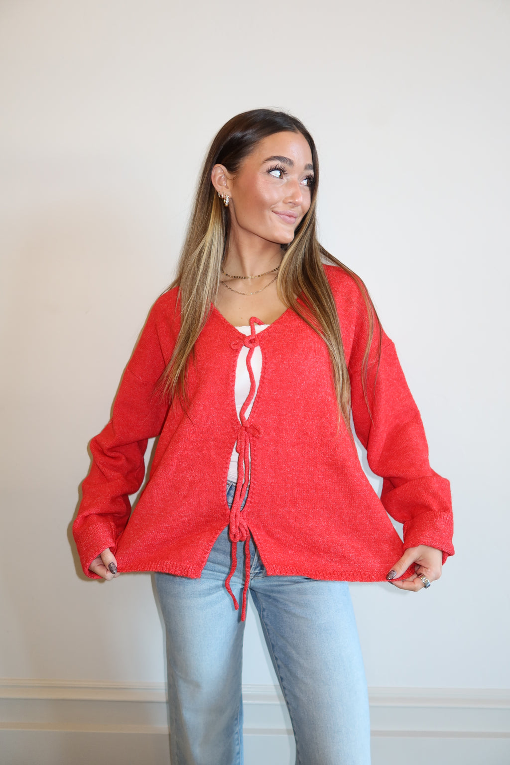Red Bow Knit Sweater