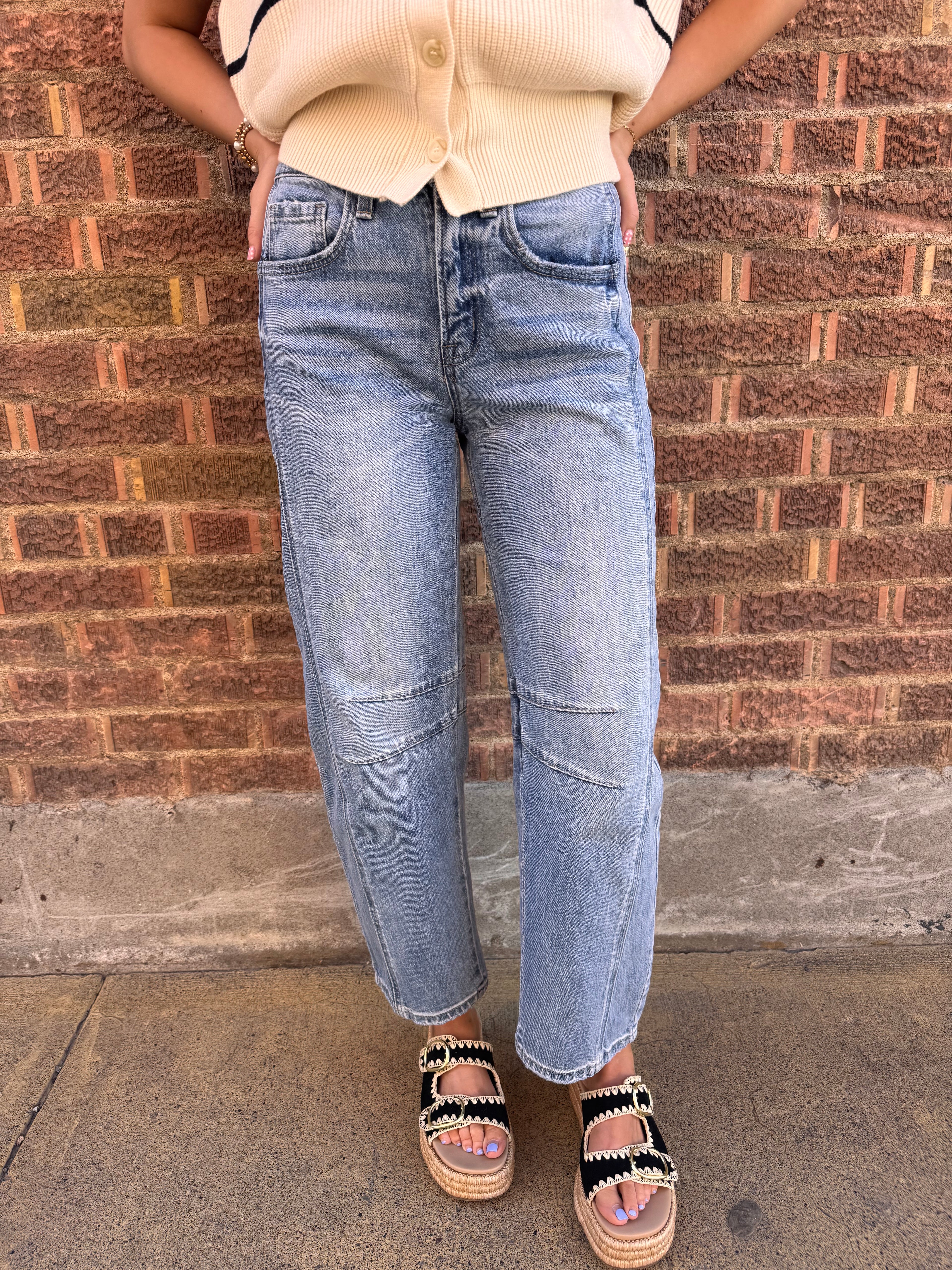 Indigo Barrel High-Rise Jeans
