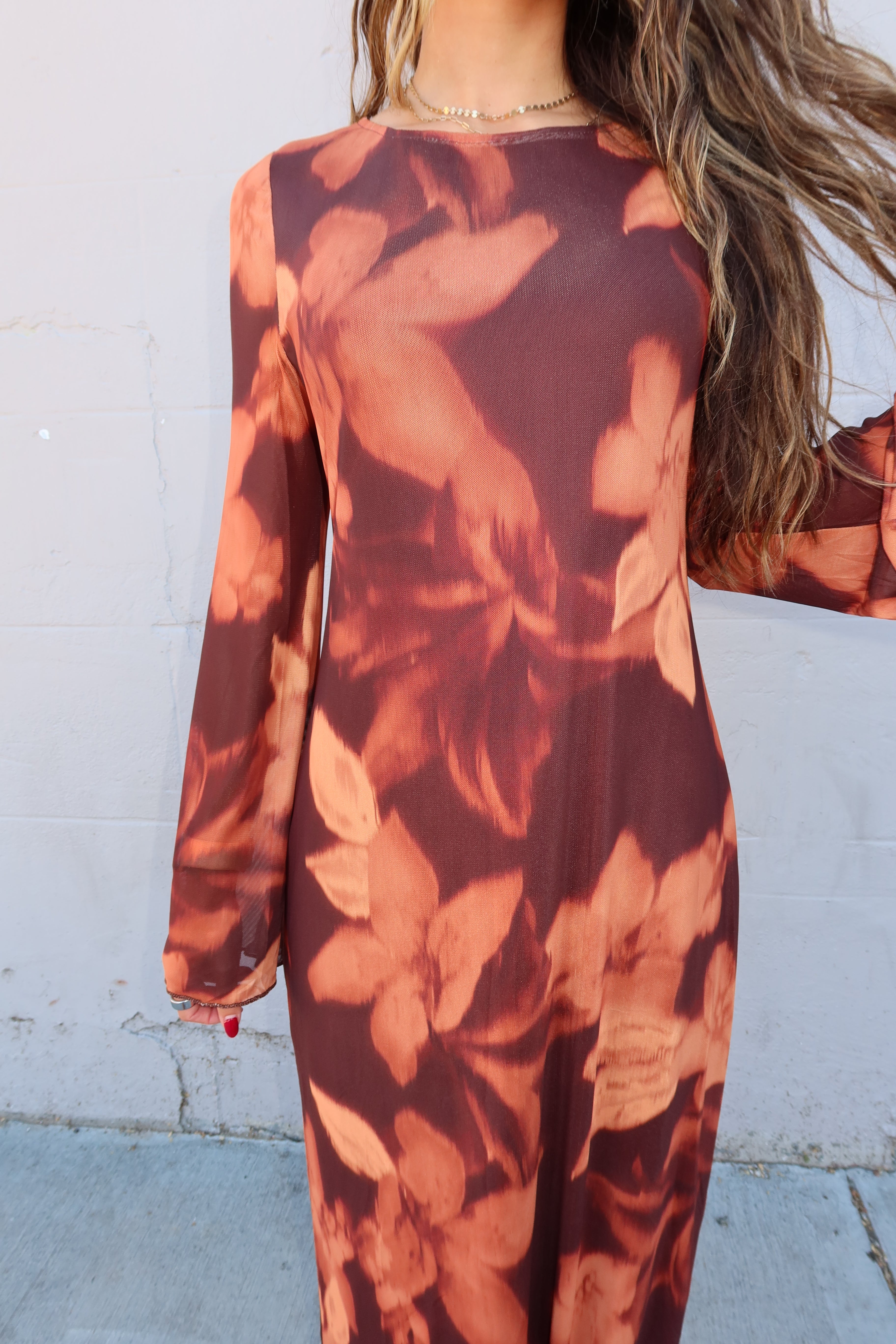 Autumn Haze Sheer Dress
