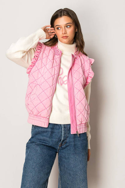 Autumn mineral fly away shoulder quilted vest