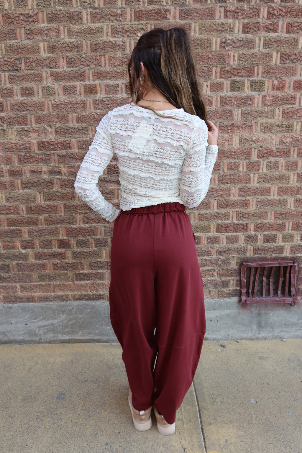 Burgundy Barrel Pants