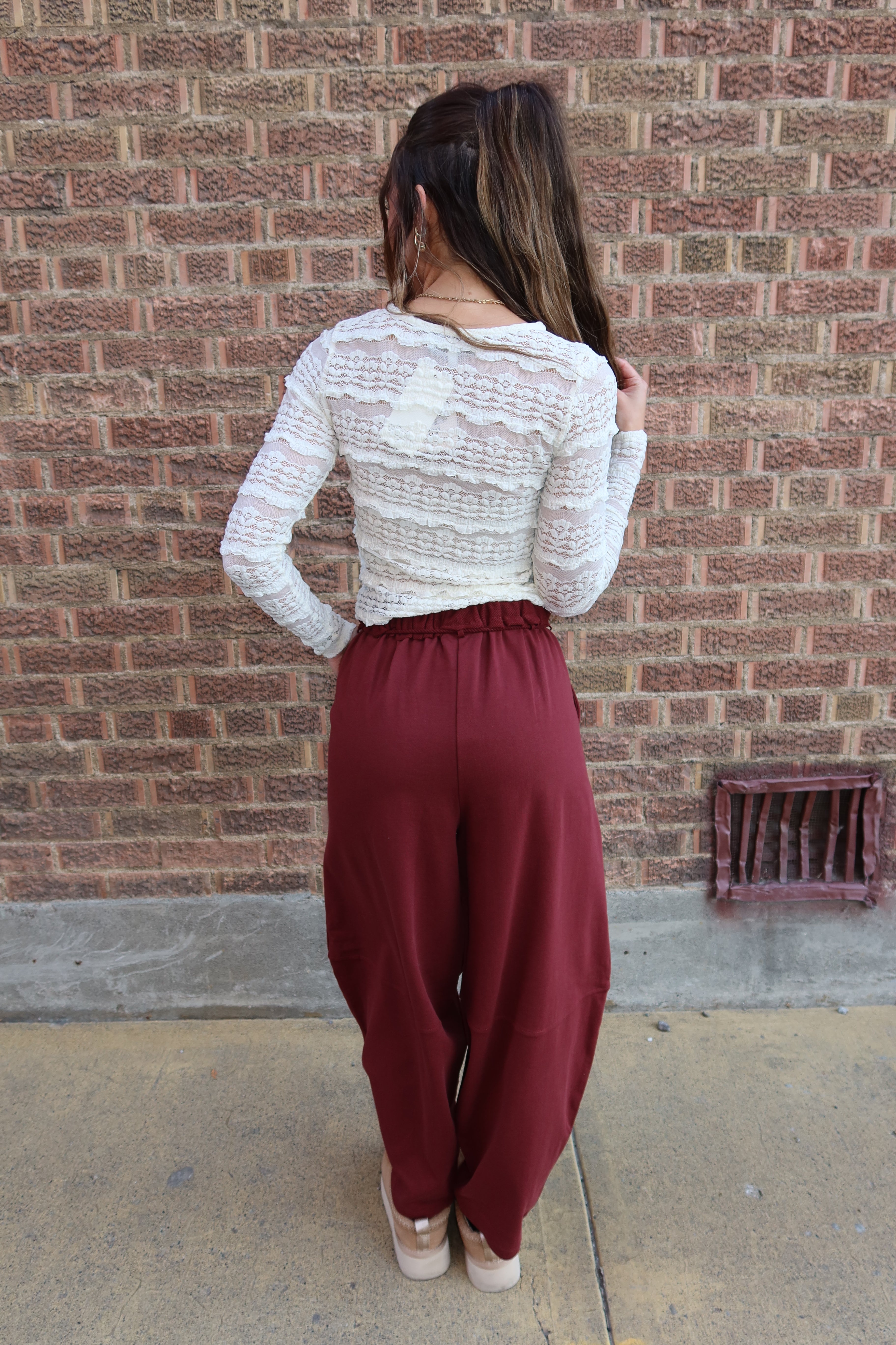 Burgundy Barrel Pants