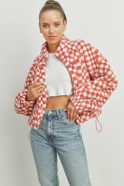 CHECKER TEDDY FALL JACKET