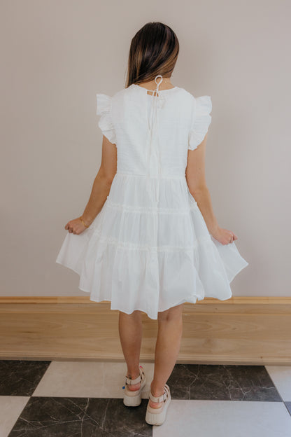 Celeste Ruffle Midi Dress – White