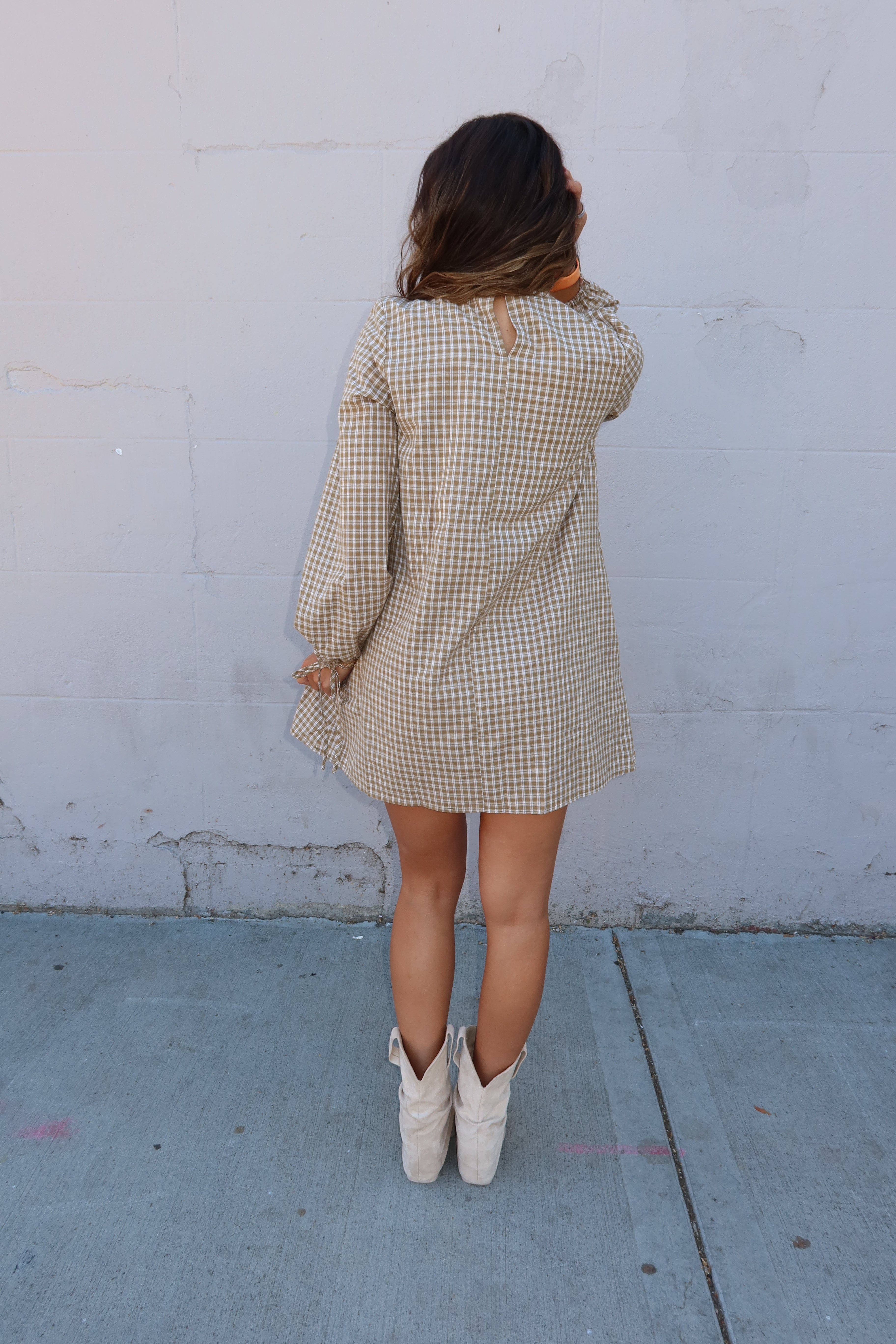 Autumn Plaid Olive Mini Dress