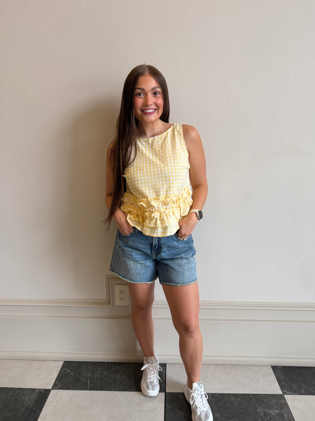 Golden Gingham Tank