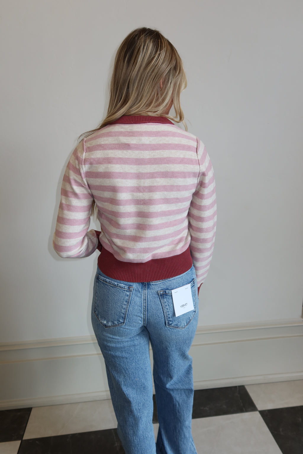 Rosette Stripe Button Sweater