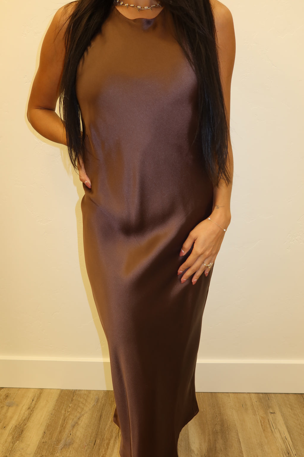 Chocolate satin dress
