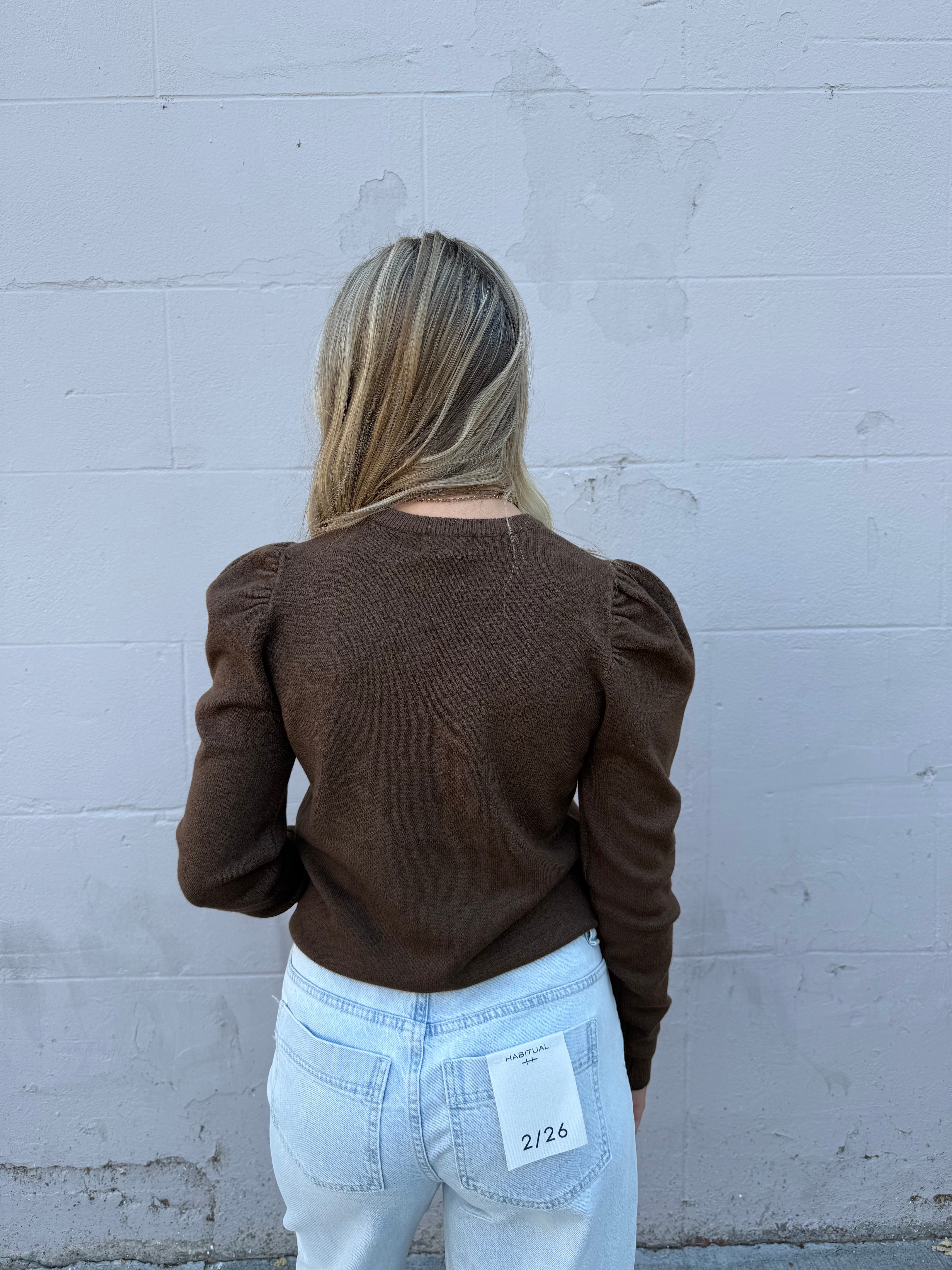 Espresso Dream Puff Sleeve Sweater