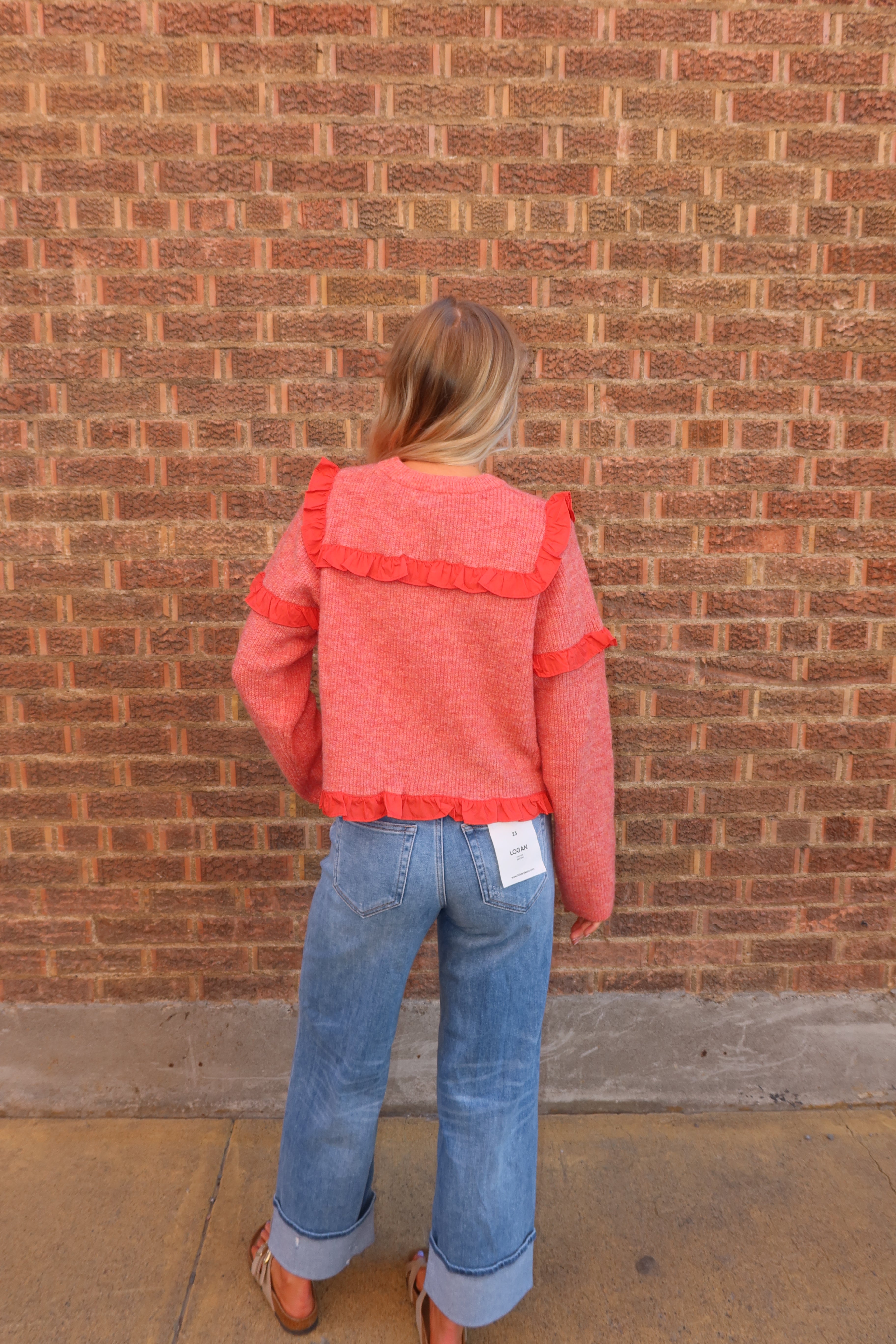 Scarlet Ruffle Knit Sweater