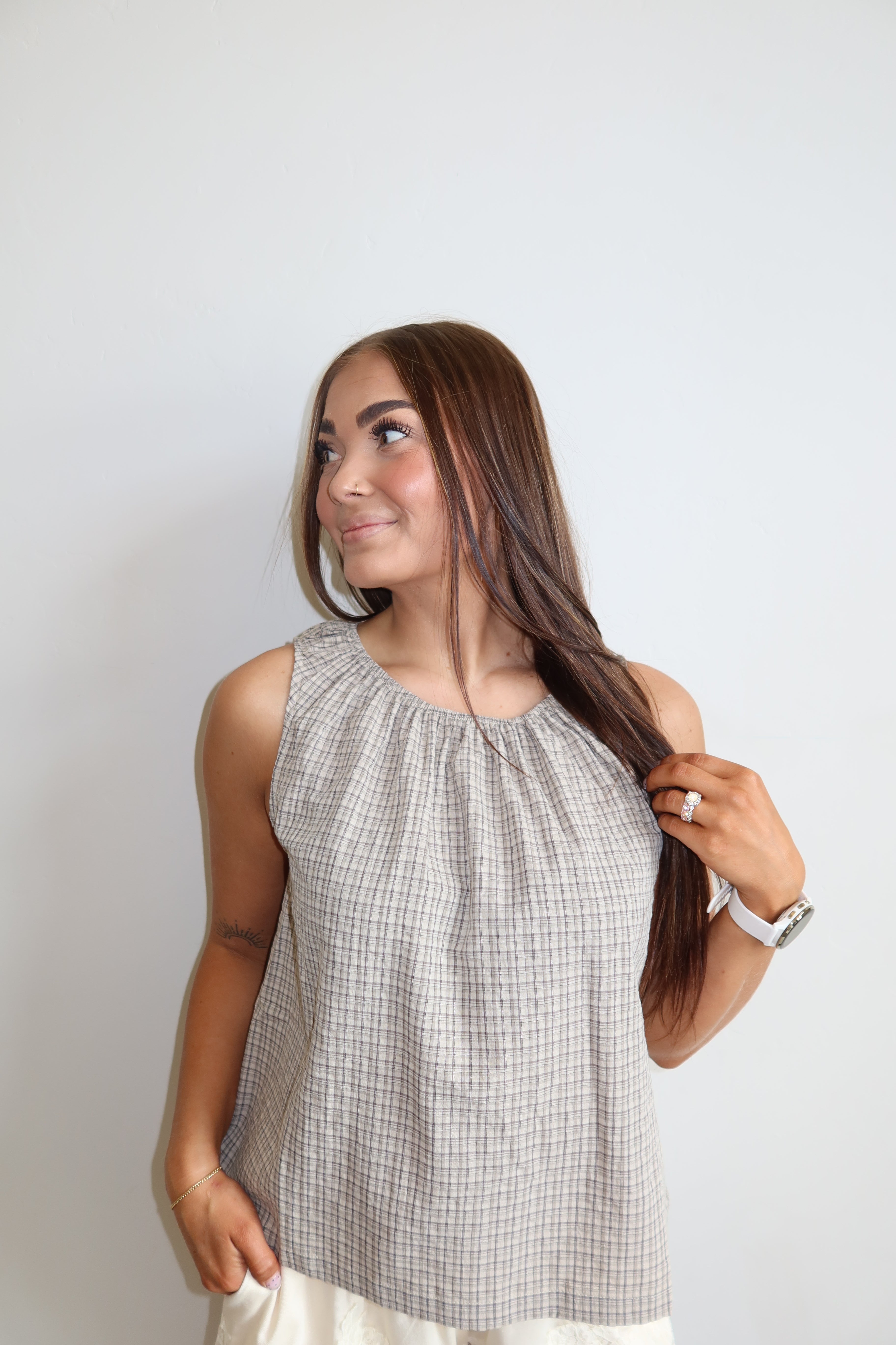 Moonstone Check Blouse