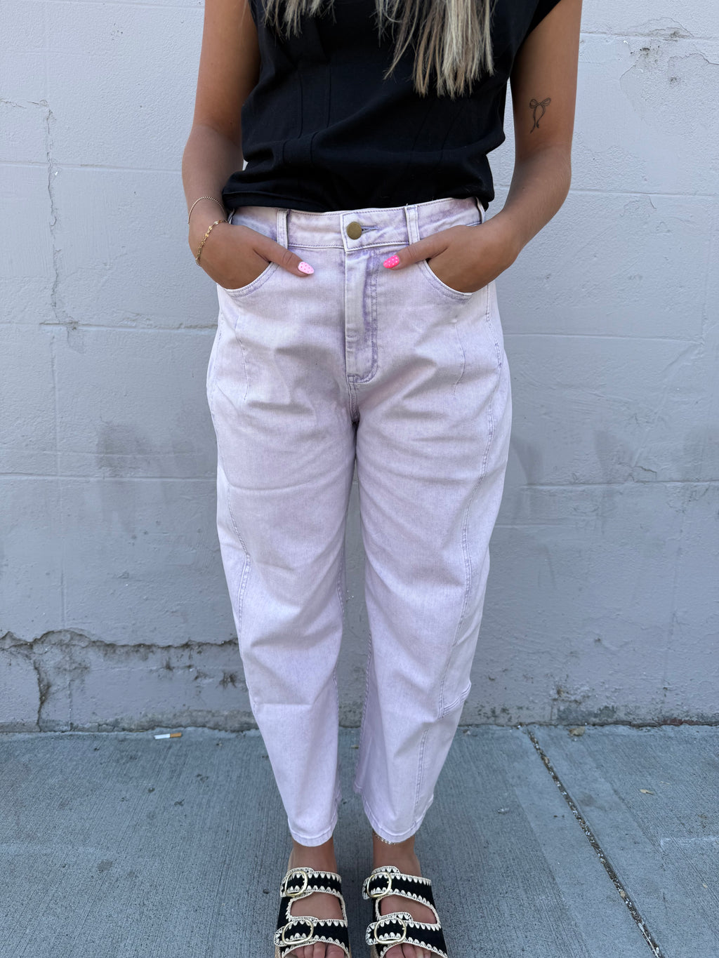 Lilac Twist Barrel Jeans
