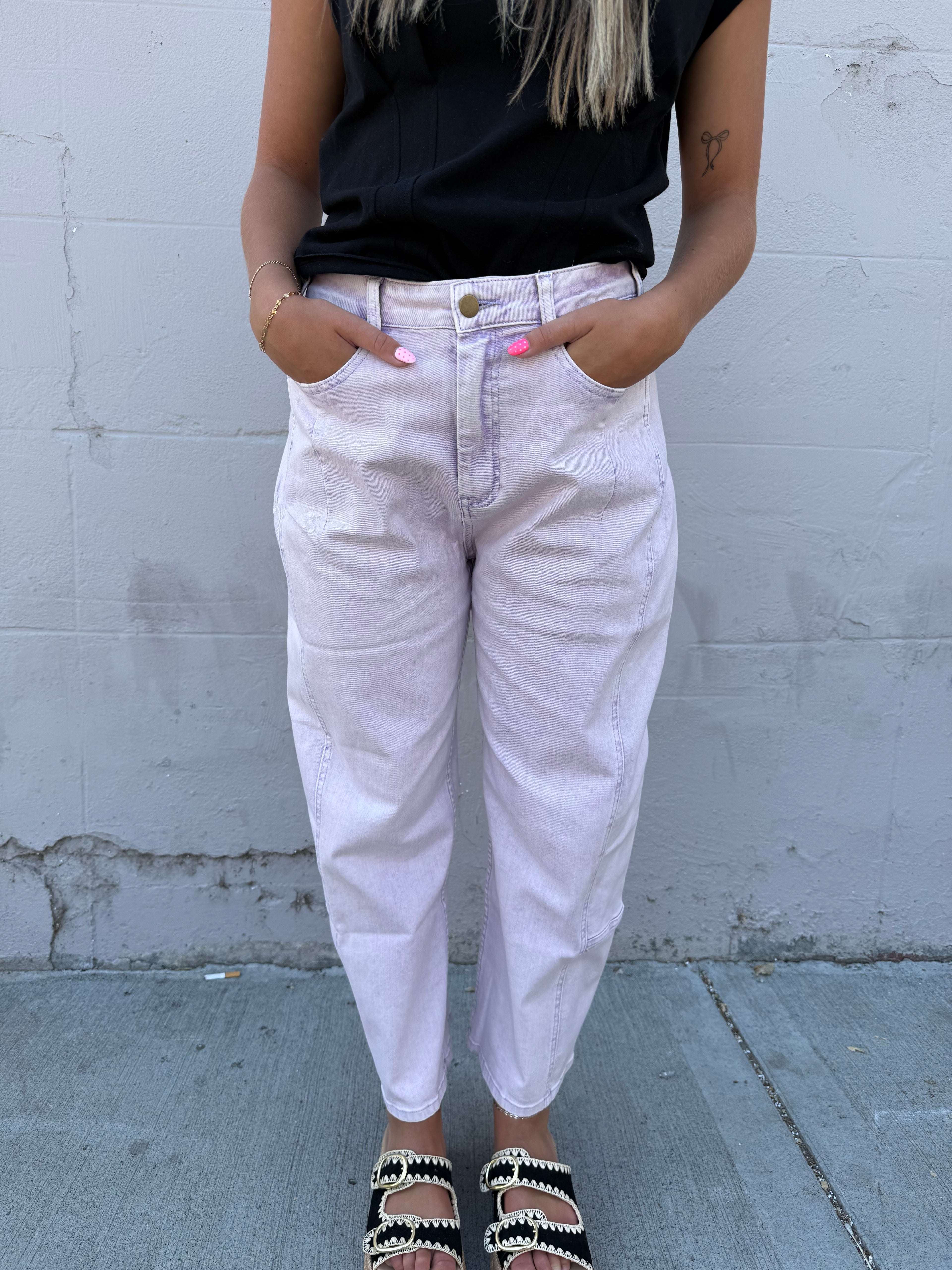Lilac Twist Barrel Jeans