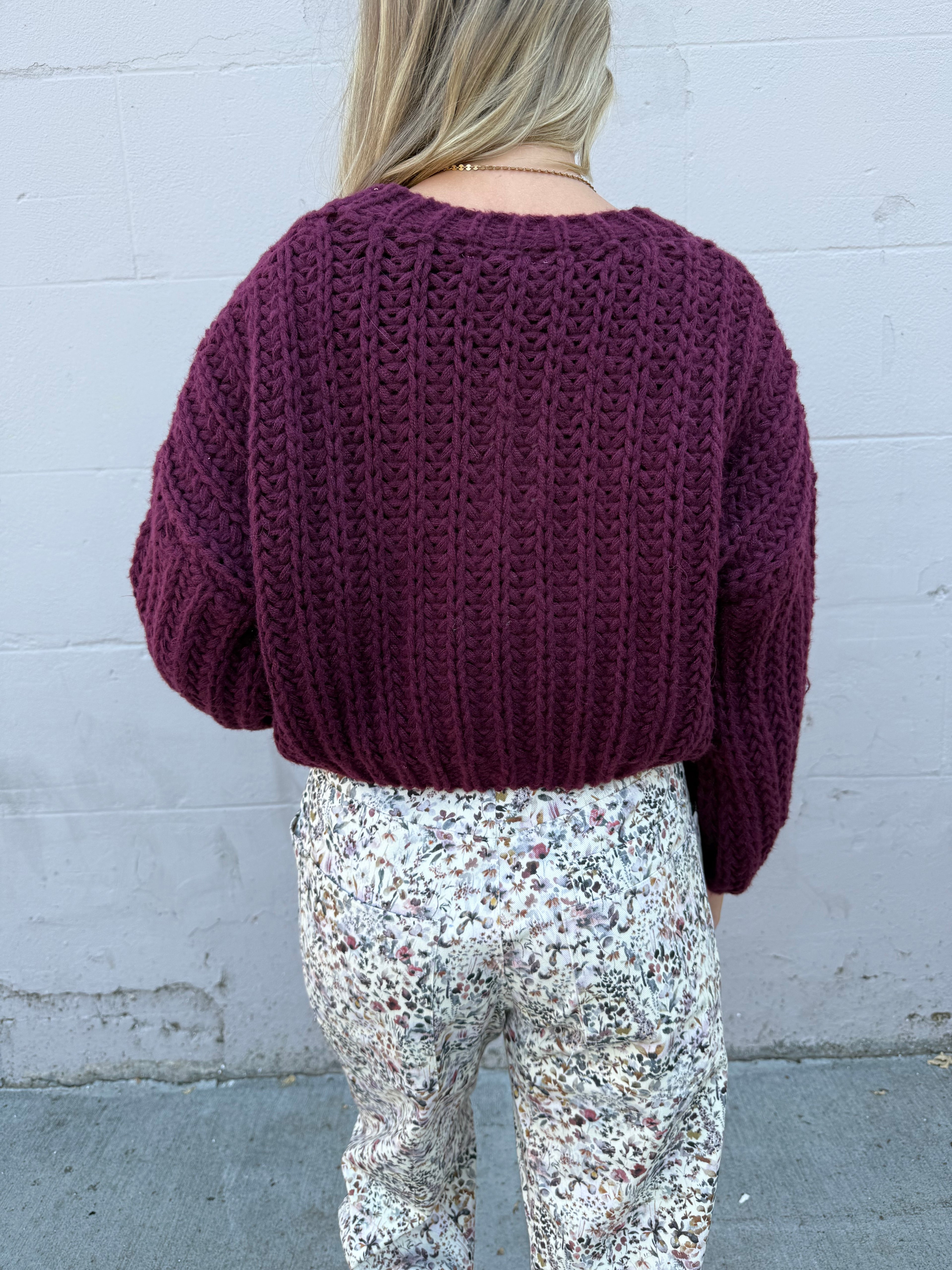 Mulberry Button-Front Sweater