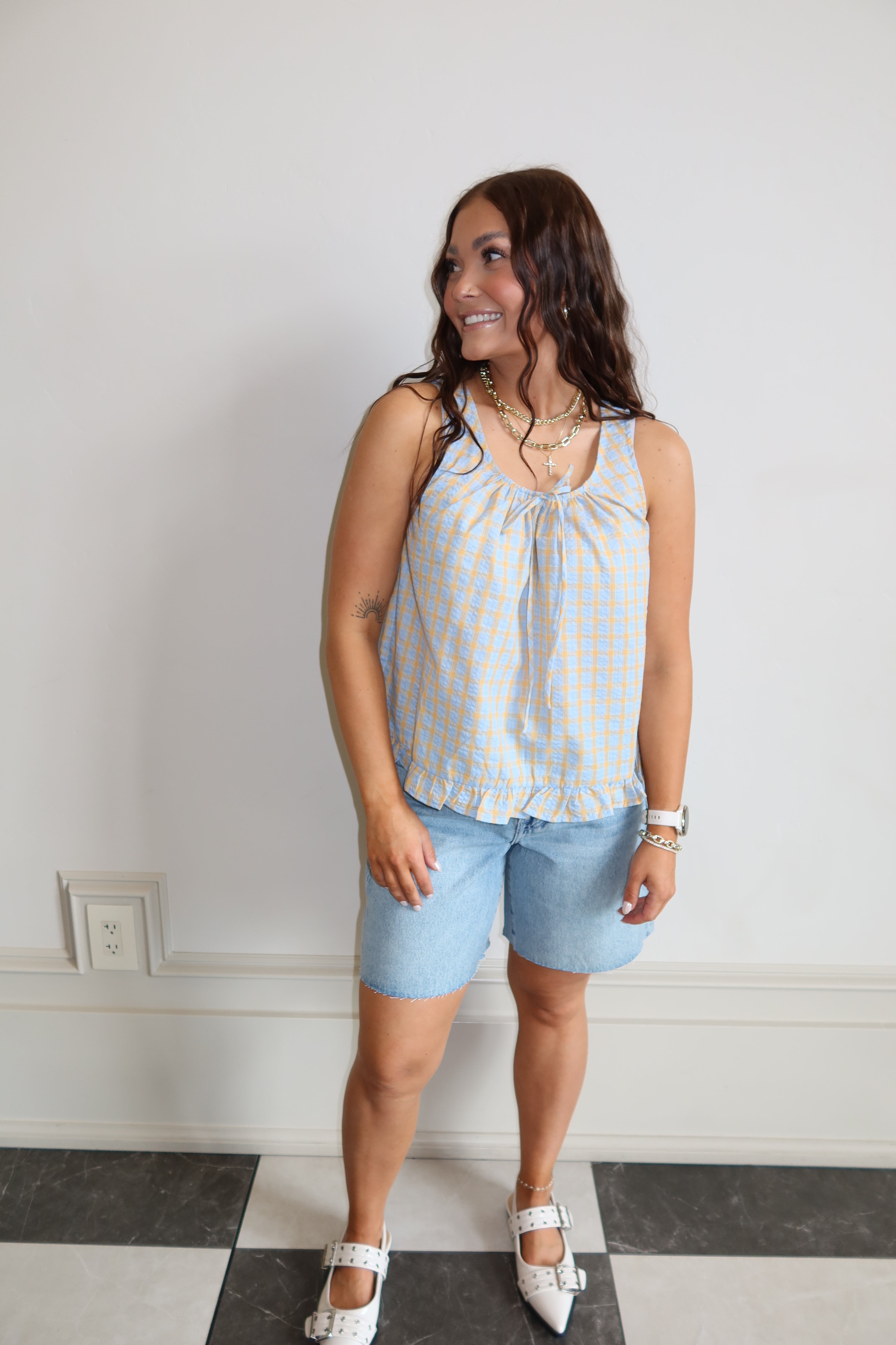 Sunwashed Gingham Top