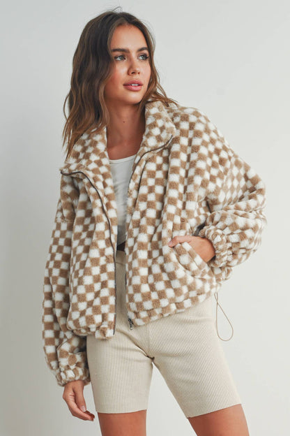 CHECKER TEDDY FALL JACKET