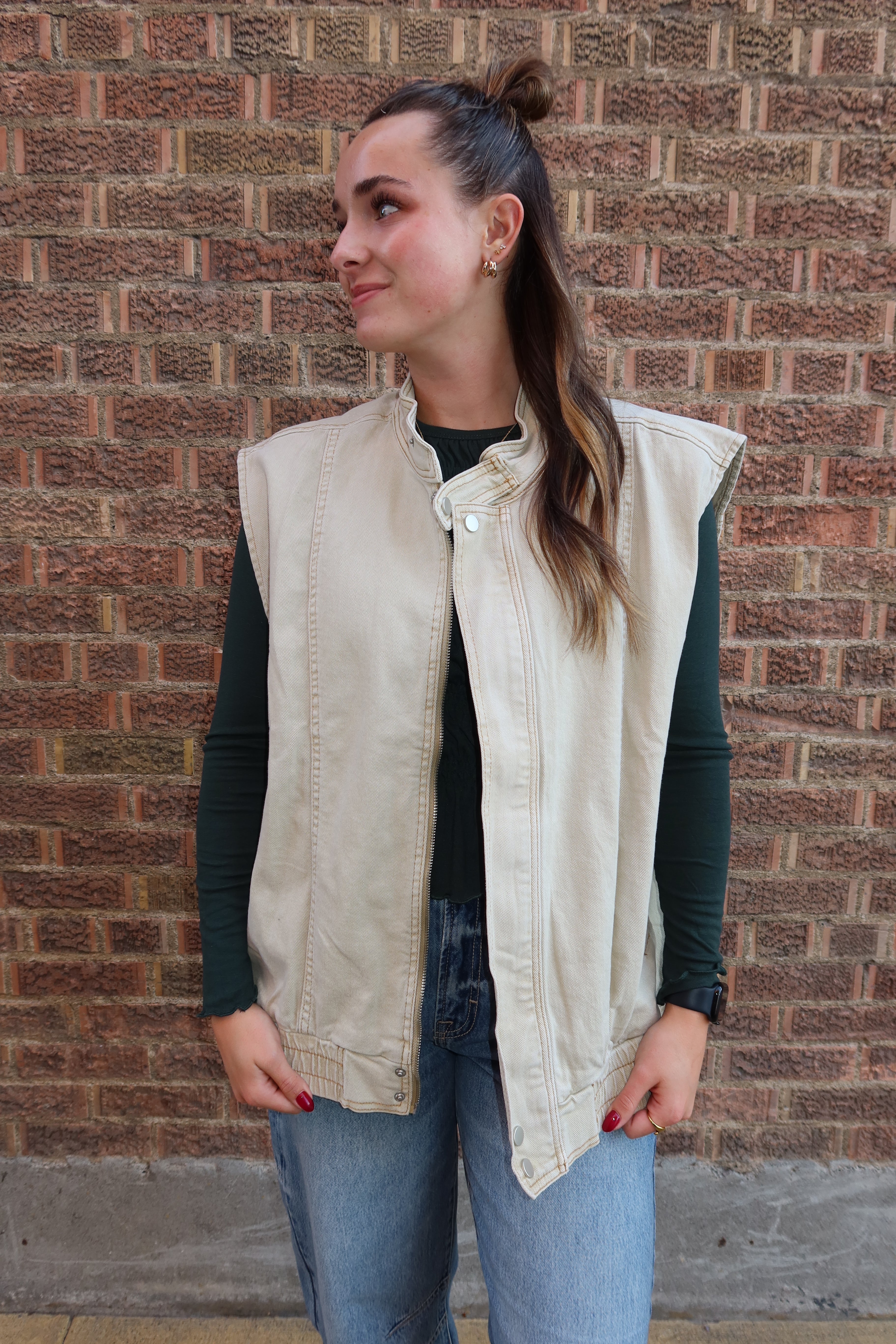 Beige Denim Vest