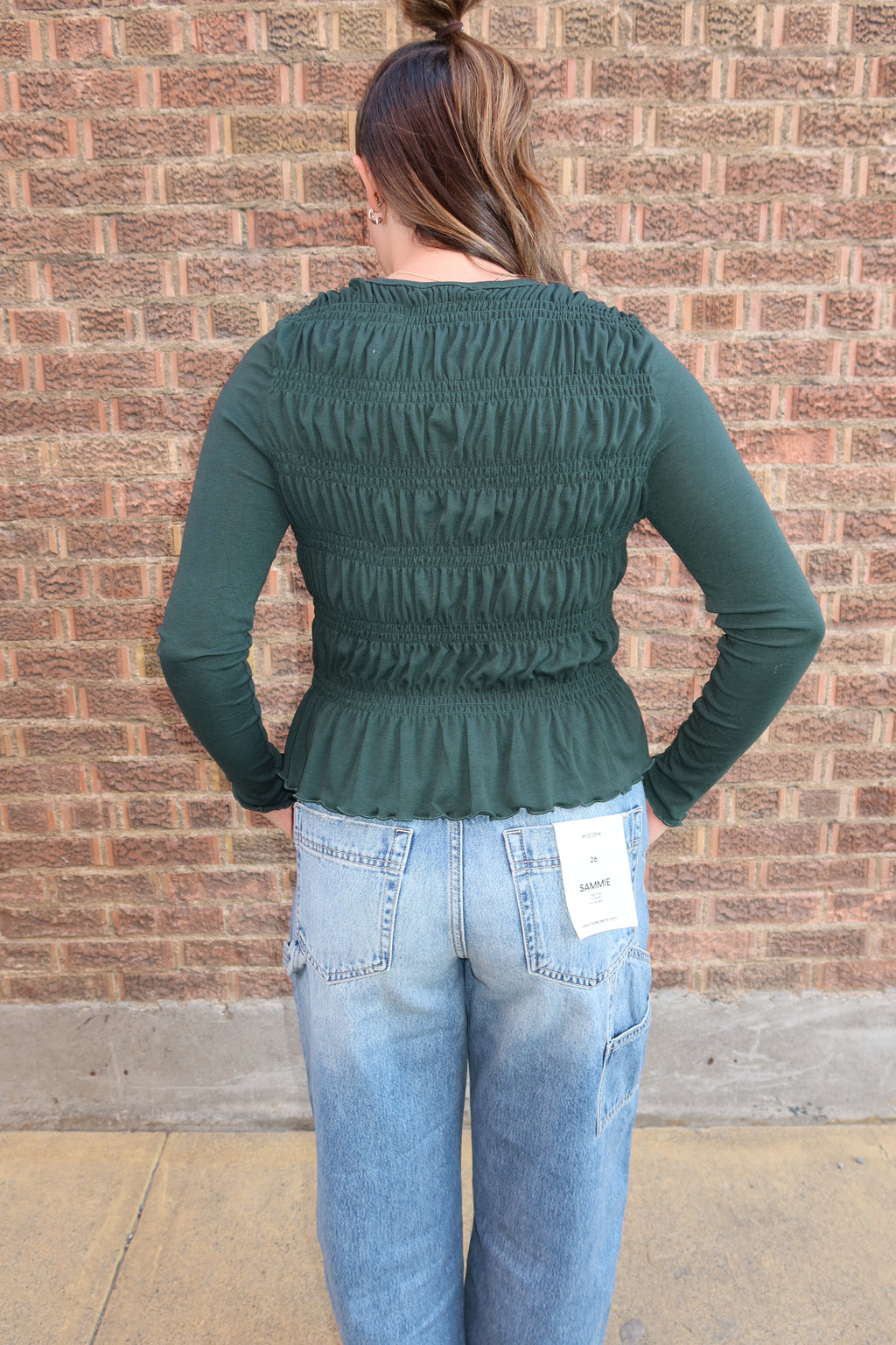 Emerald Ruffle Cinch Top