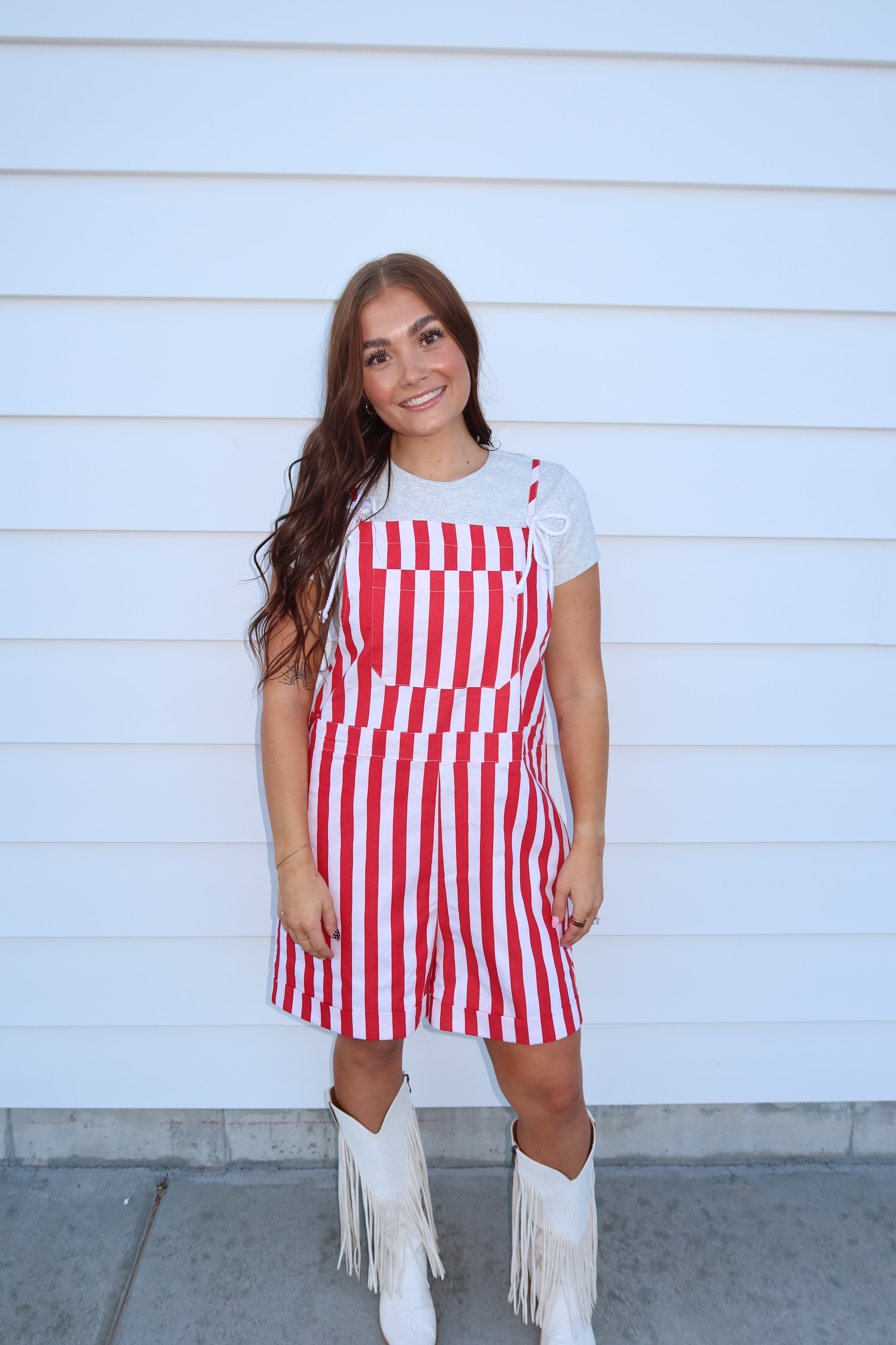 Red Stripe Overalls