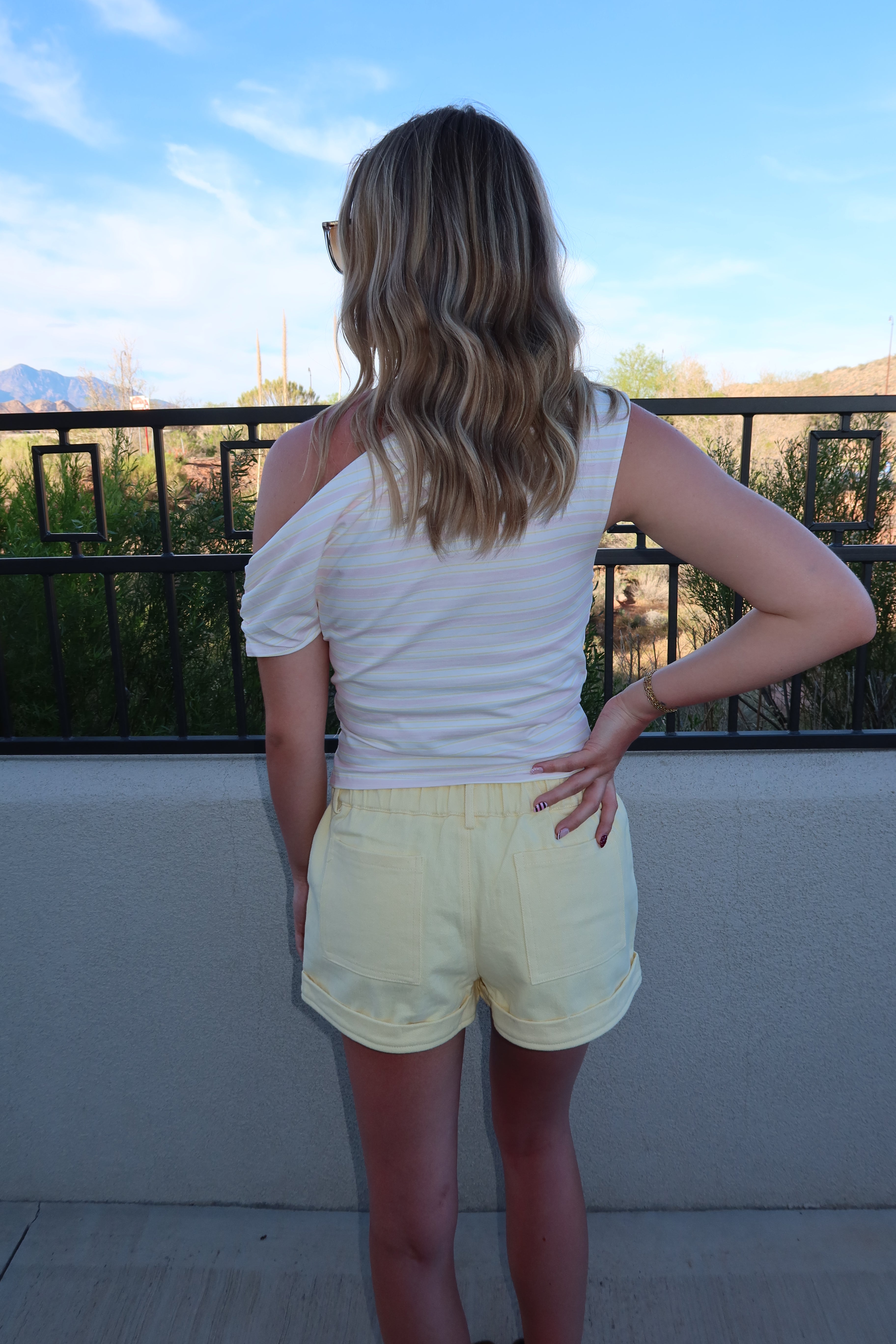 Melon Mist Off-shoulder Top