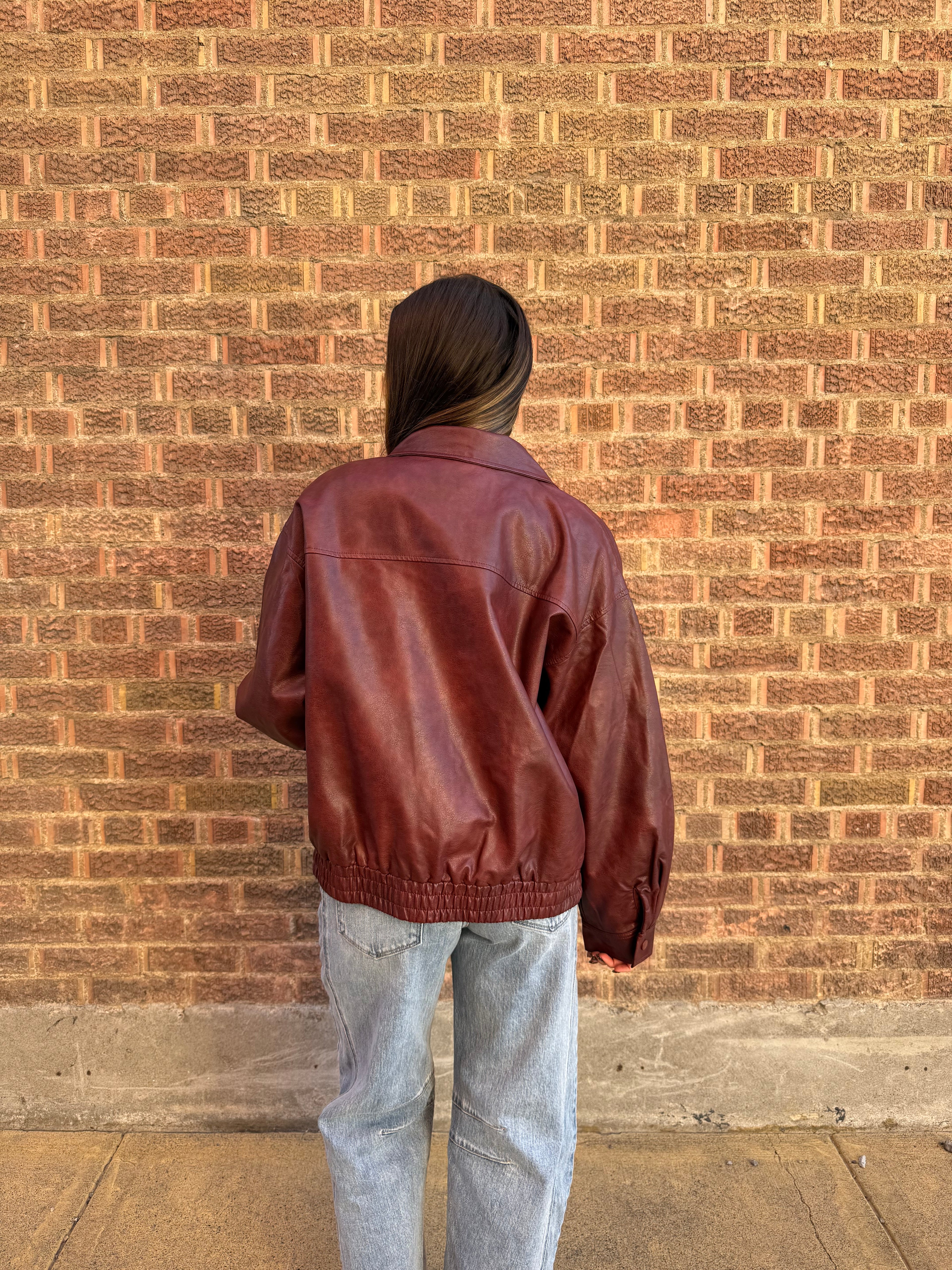 Crimson Luxe Leather Jacket