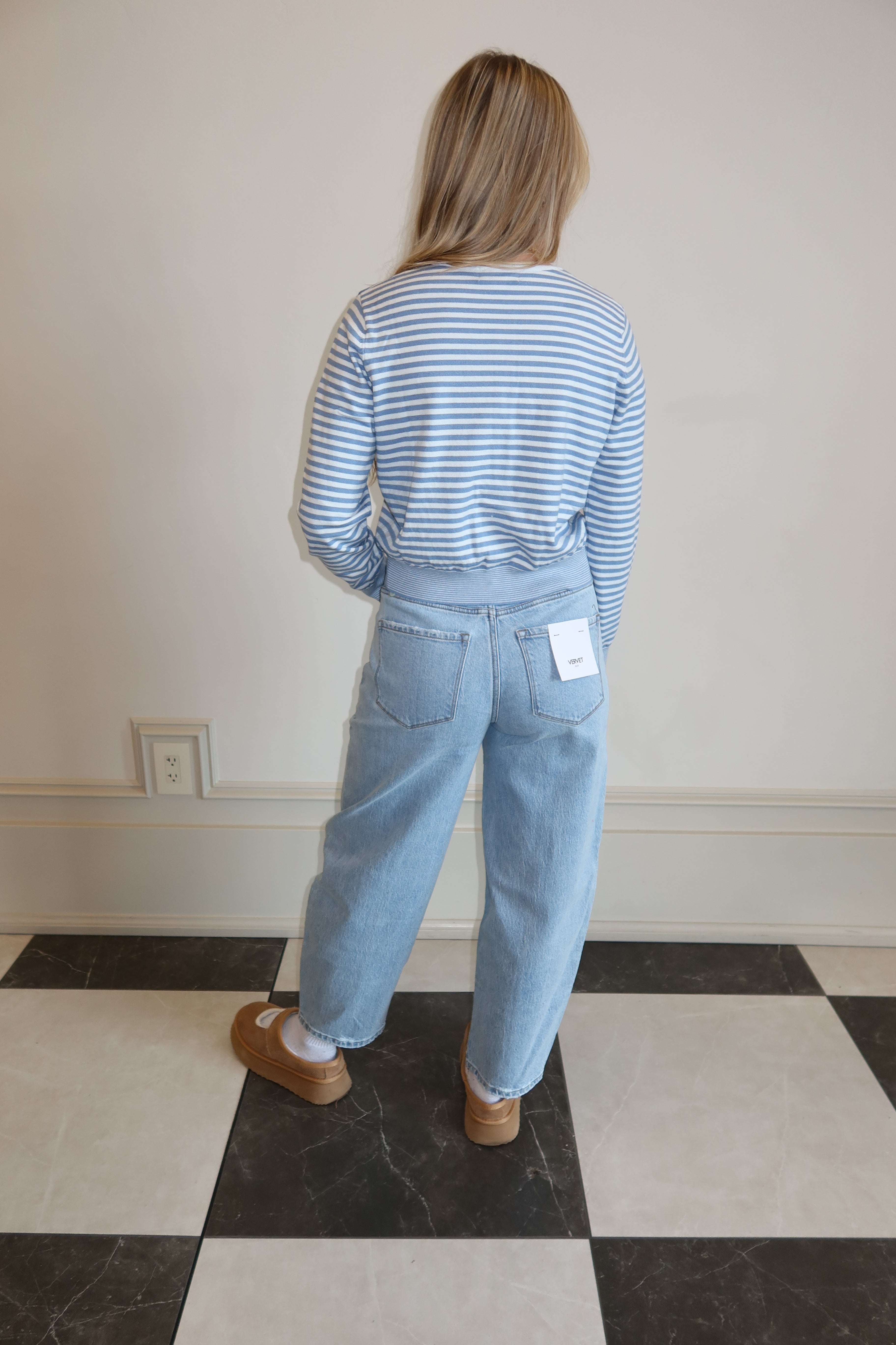 Ocean Stripe Button-Up Sweatshirt