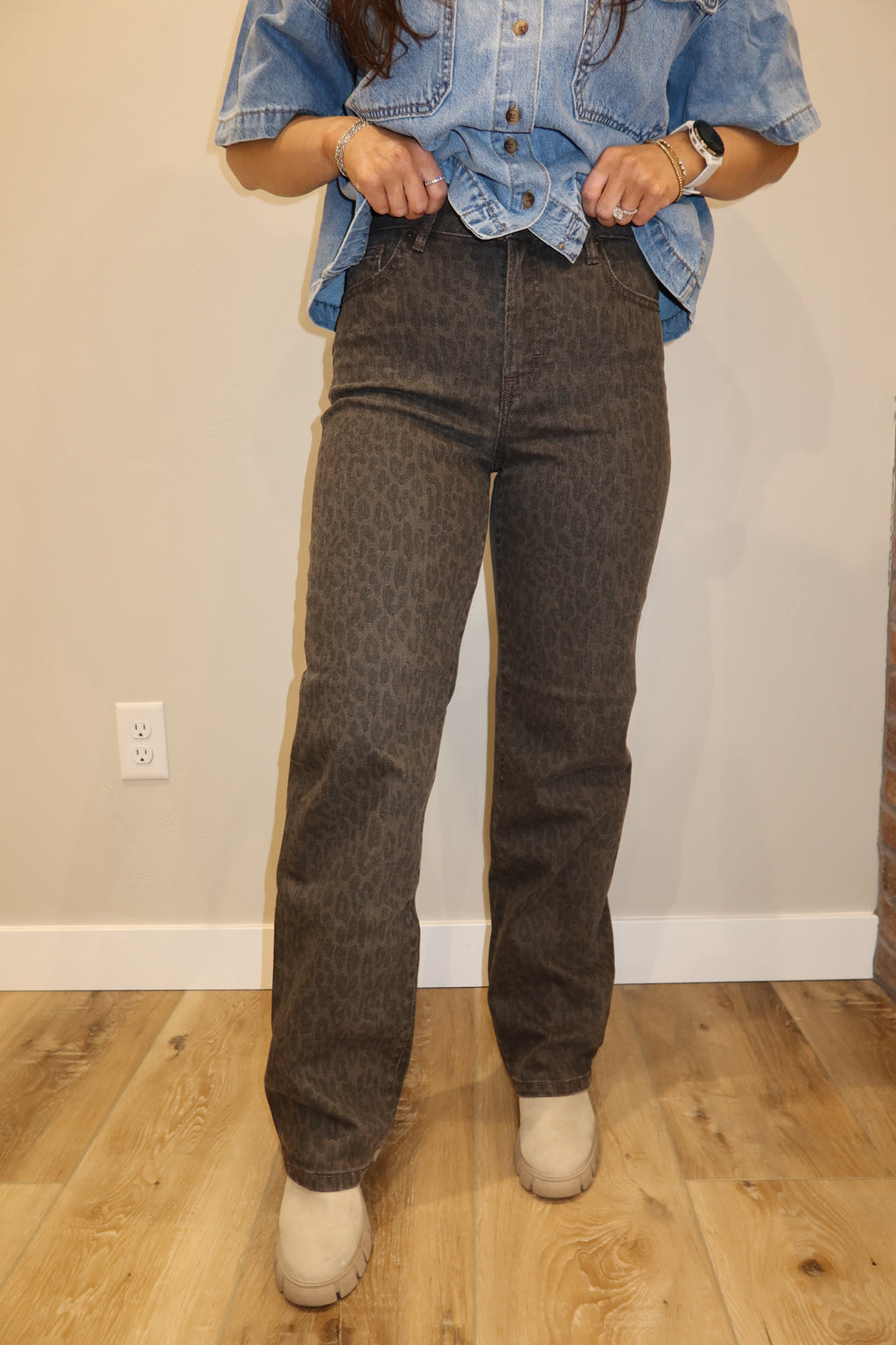 Ella Cheetah Straight Leg Jean