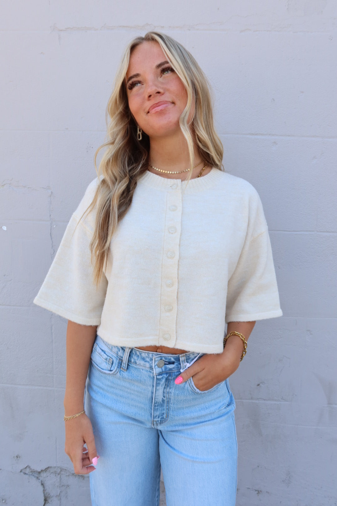 Vanilla Bloom Button Up Sweater