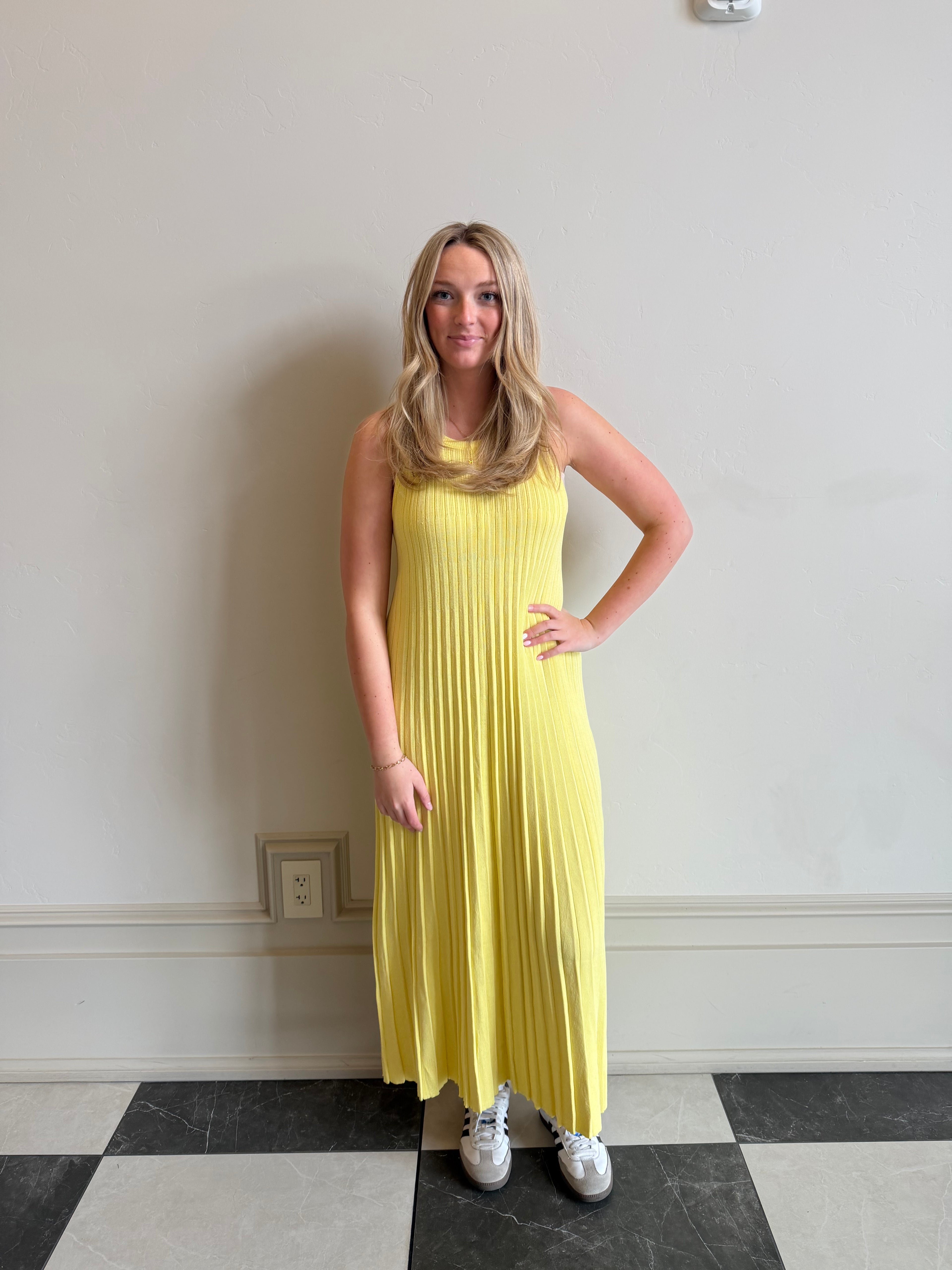 yellow ribbed maxi dress Yellow Soft Ribbed Stunning Modest Maxi Dress