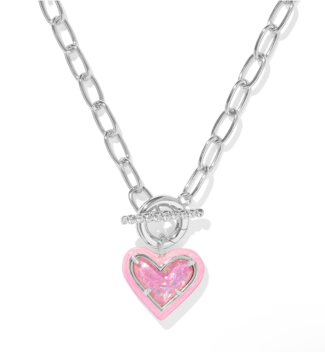 Ari Heart Enamel Frame Link and Chain Necklace