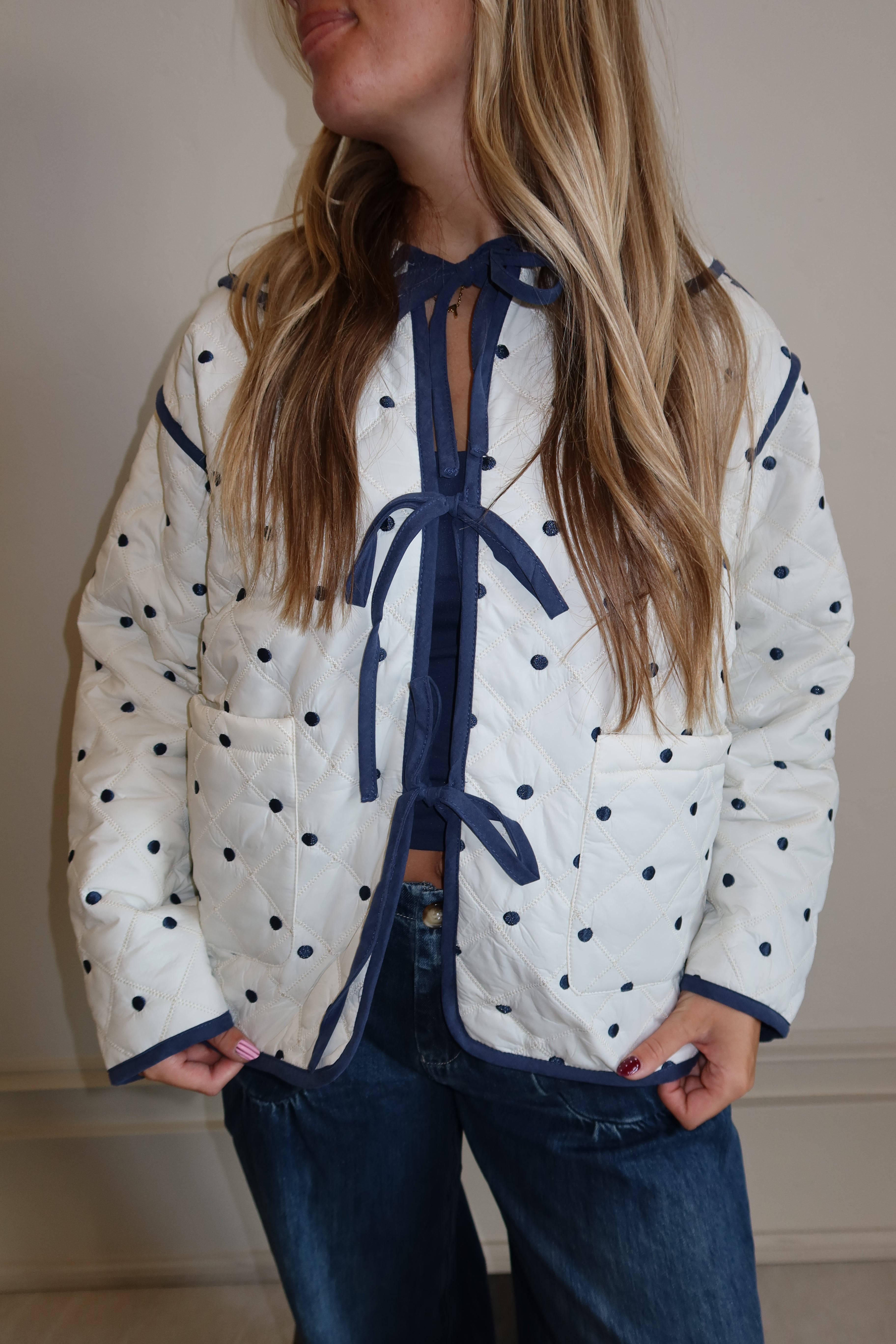 Navy Dotted Charm Coat