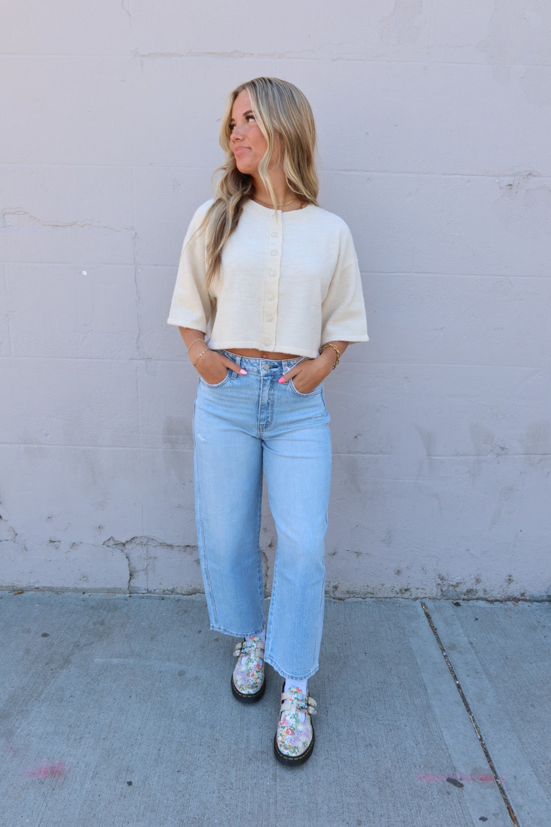 Vanilla Bloom Button Up Sweater