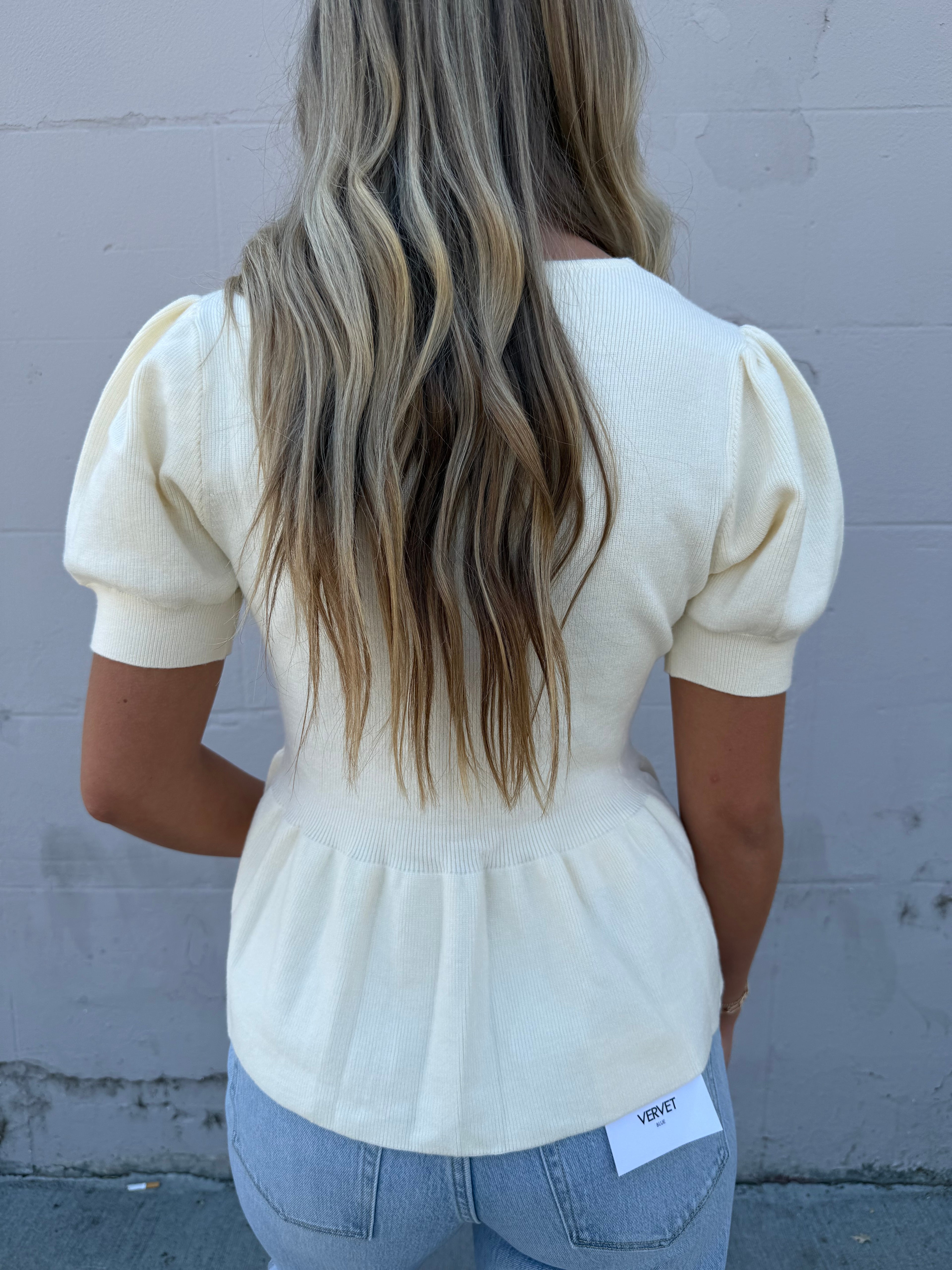 Sweet Cream Peplum Cardigan