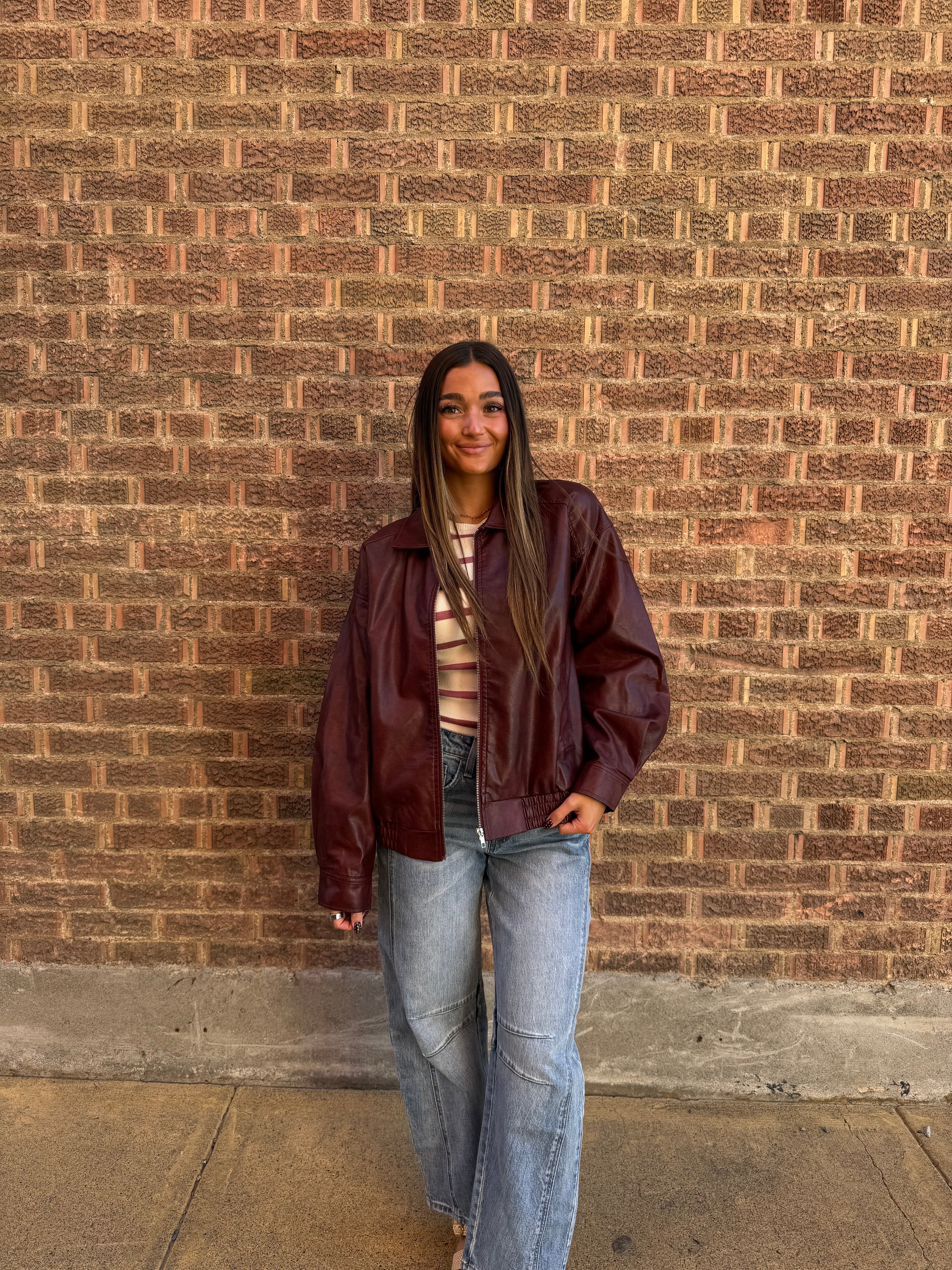 Crimson Luxe Leather Jacket