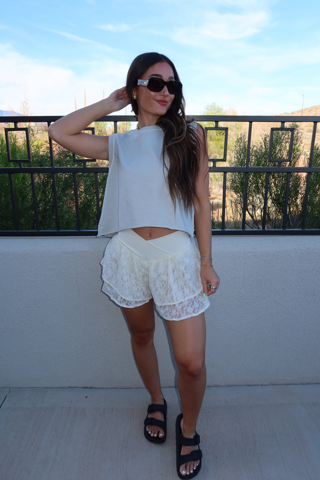 Pearl lace shorts