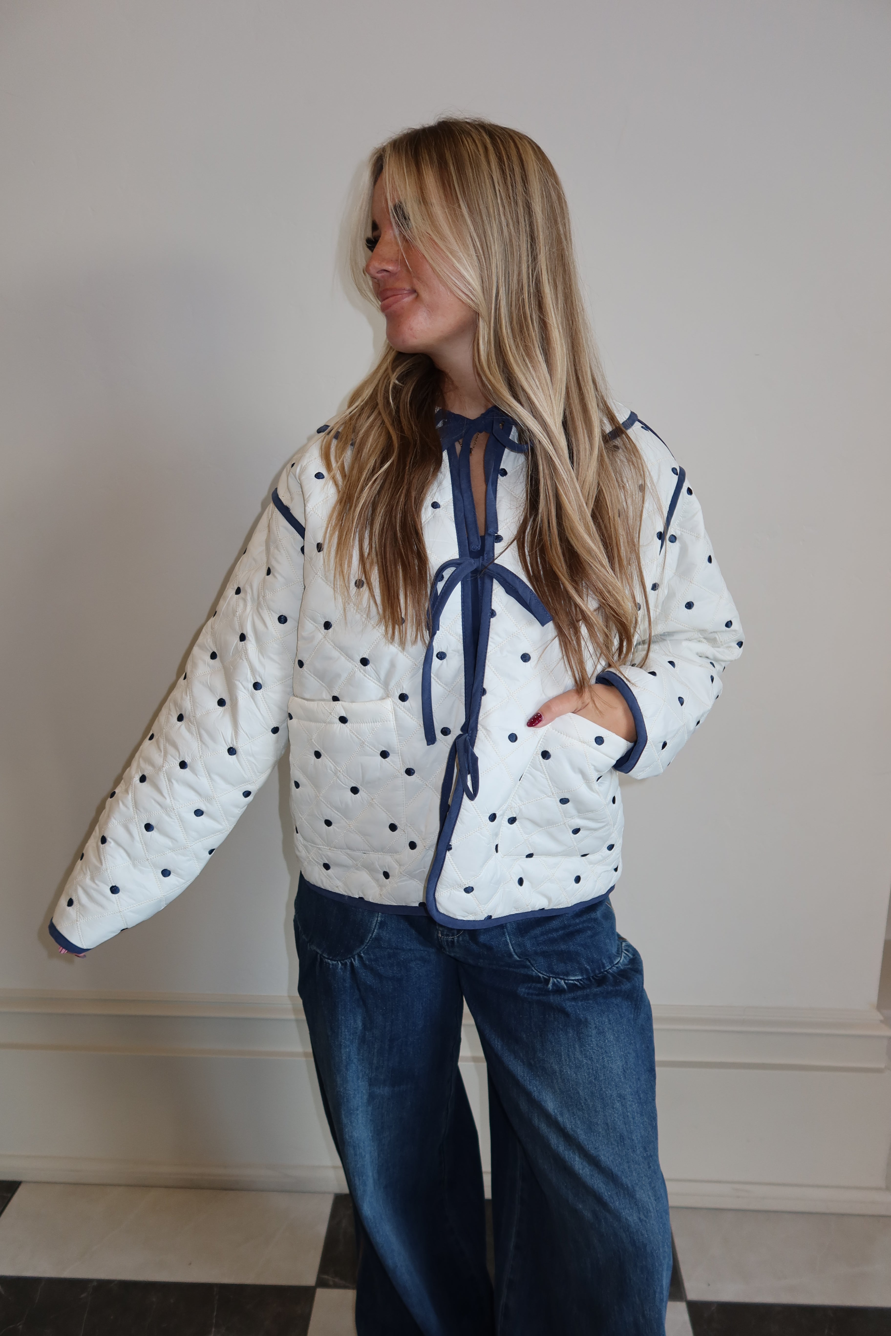 Navy Dotted Charm Coat
