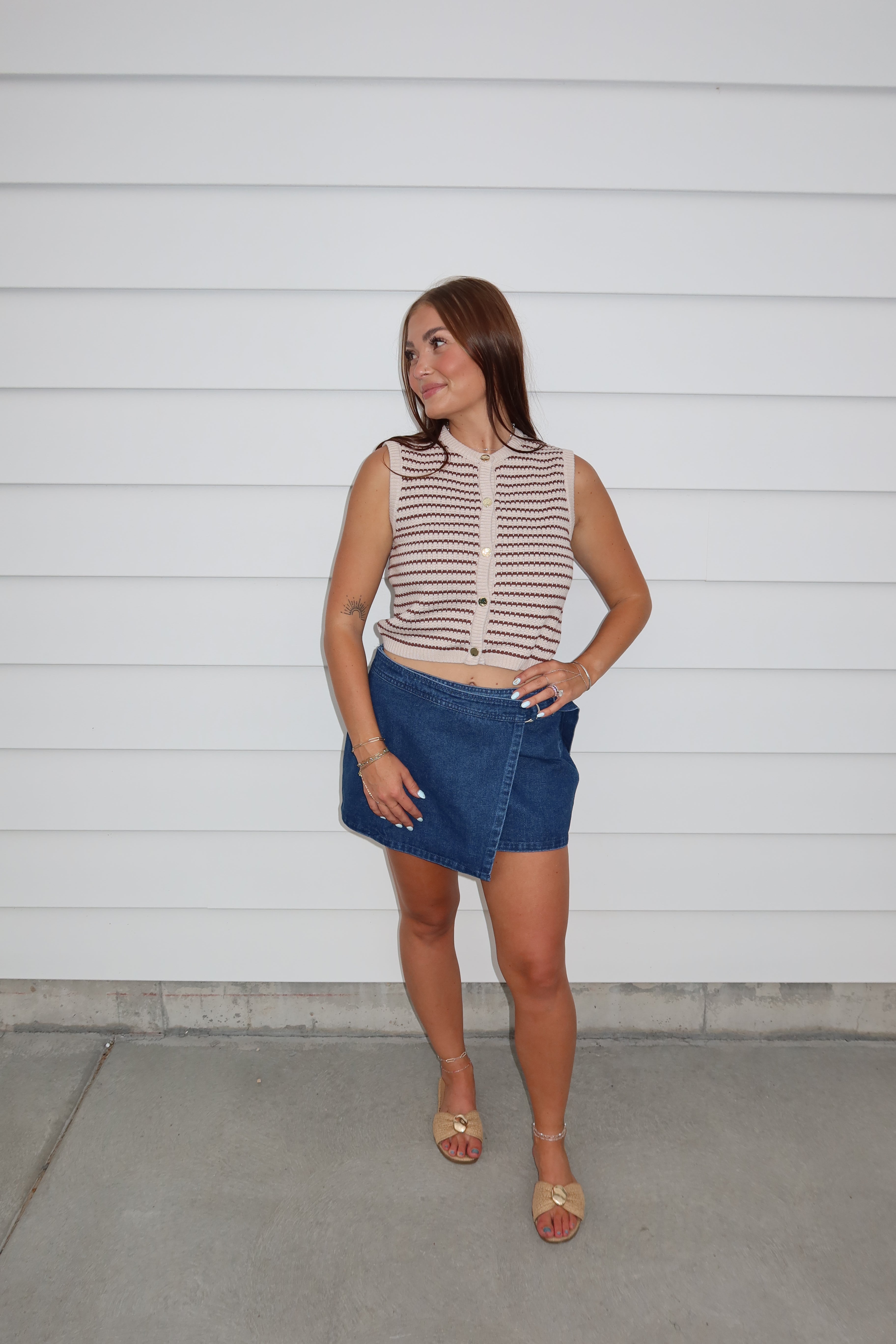 Dark Denim Wrap Skort