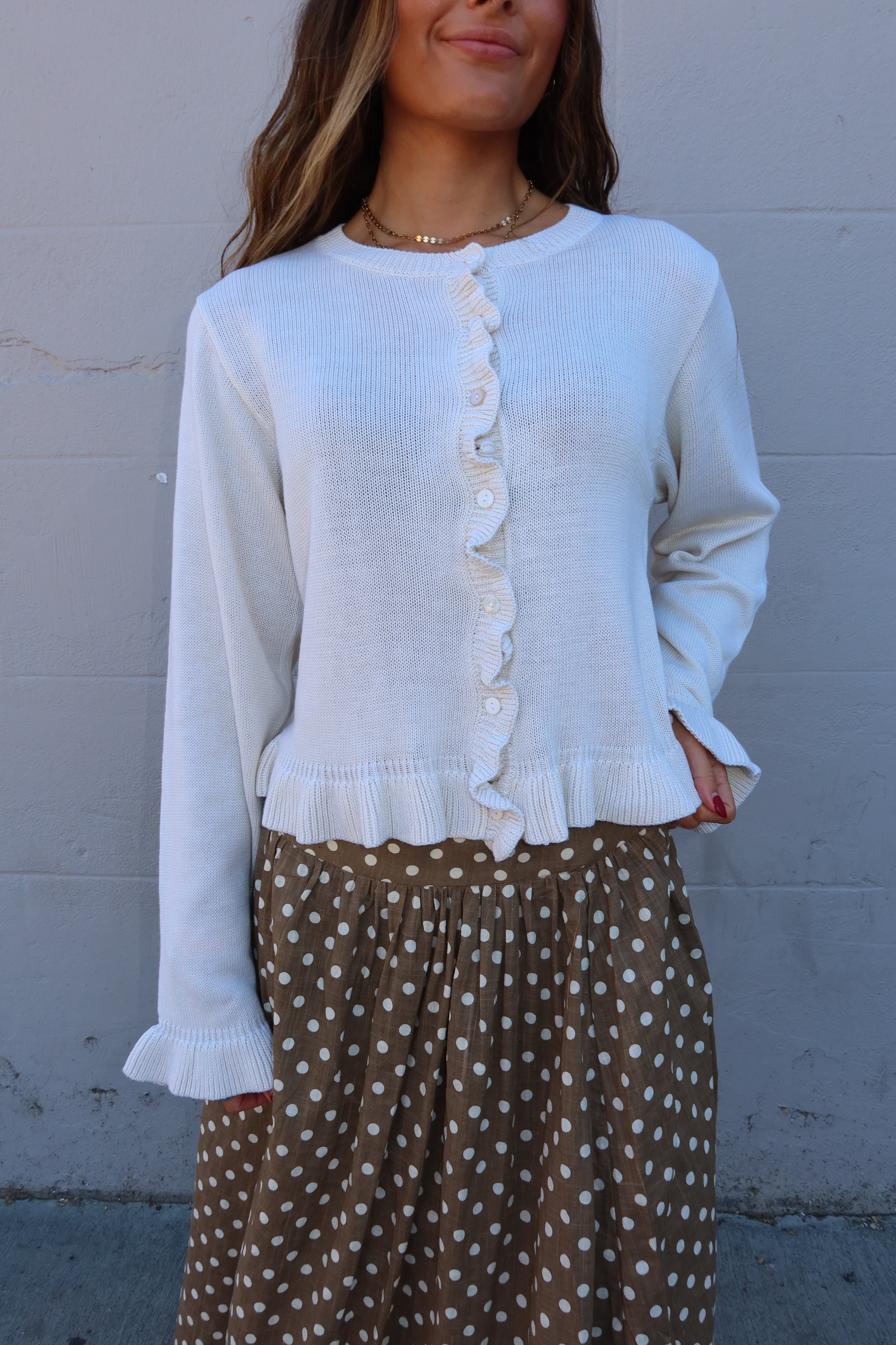 Whimsy Ruffle Knit Cardigan